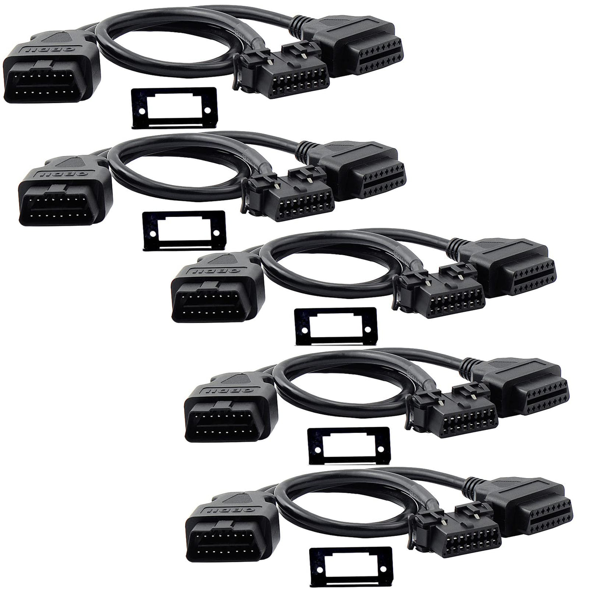Pack Of 5 Ikkegol Obd2 Obd Ii Full 16 Pin Splitter Y Open Cable J1962 1 Male To 2 Female Connector Underdash Mount Bracket For D