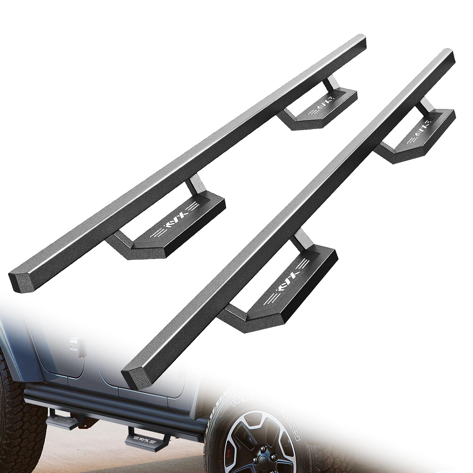 Kyx Running Boards For 2007-2018 Wrangler Jk 4 Door(Exclude 2018 Wrangler Jl Models), 5 Inches Side Steps Nerf Bars Step Rails