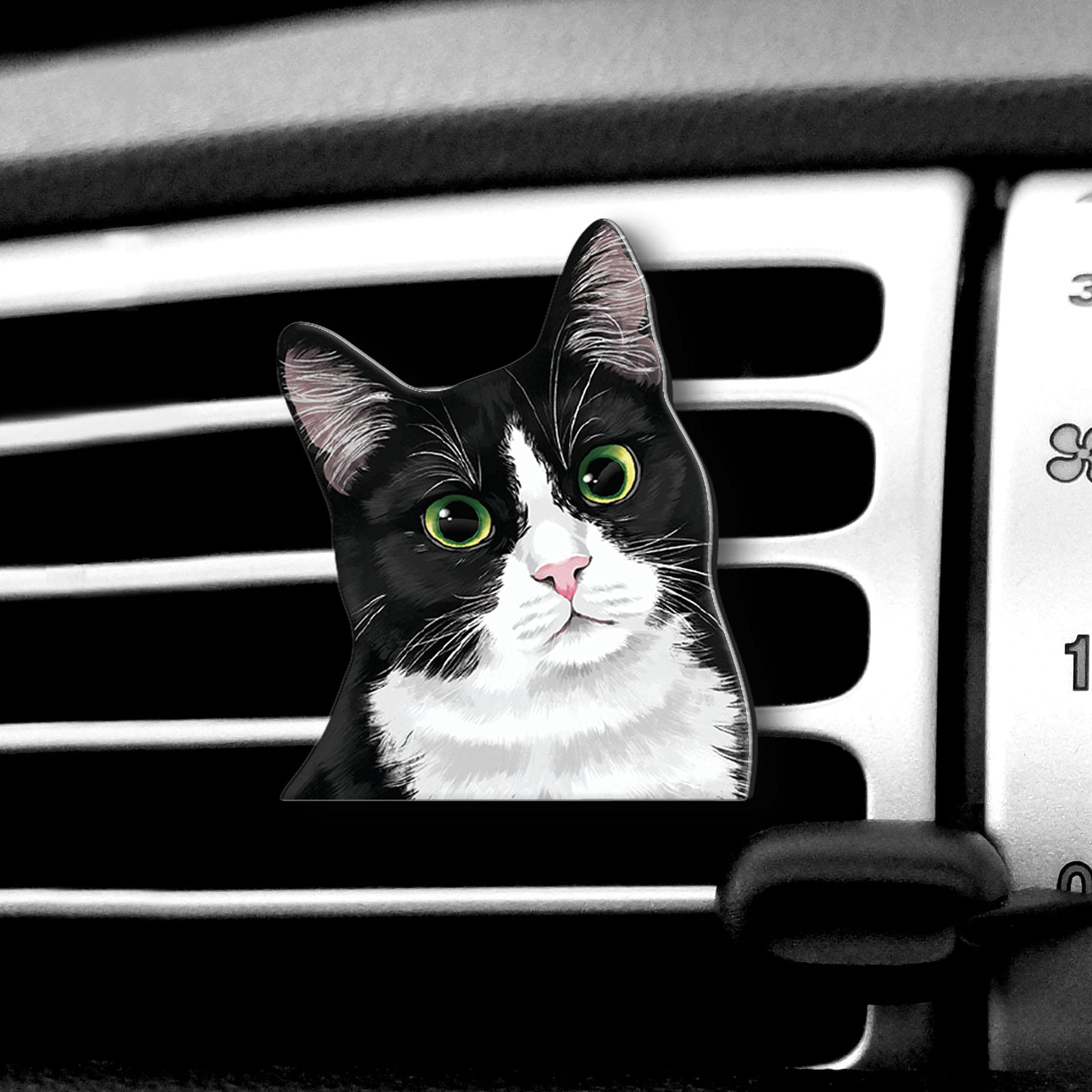 WIRESTER Fresh Scented Car Air Freshener Vent Clip, Decorative Accessories, Interior Decoration for Cars - Cute Black White Tuxe