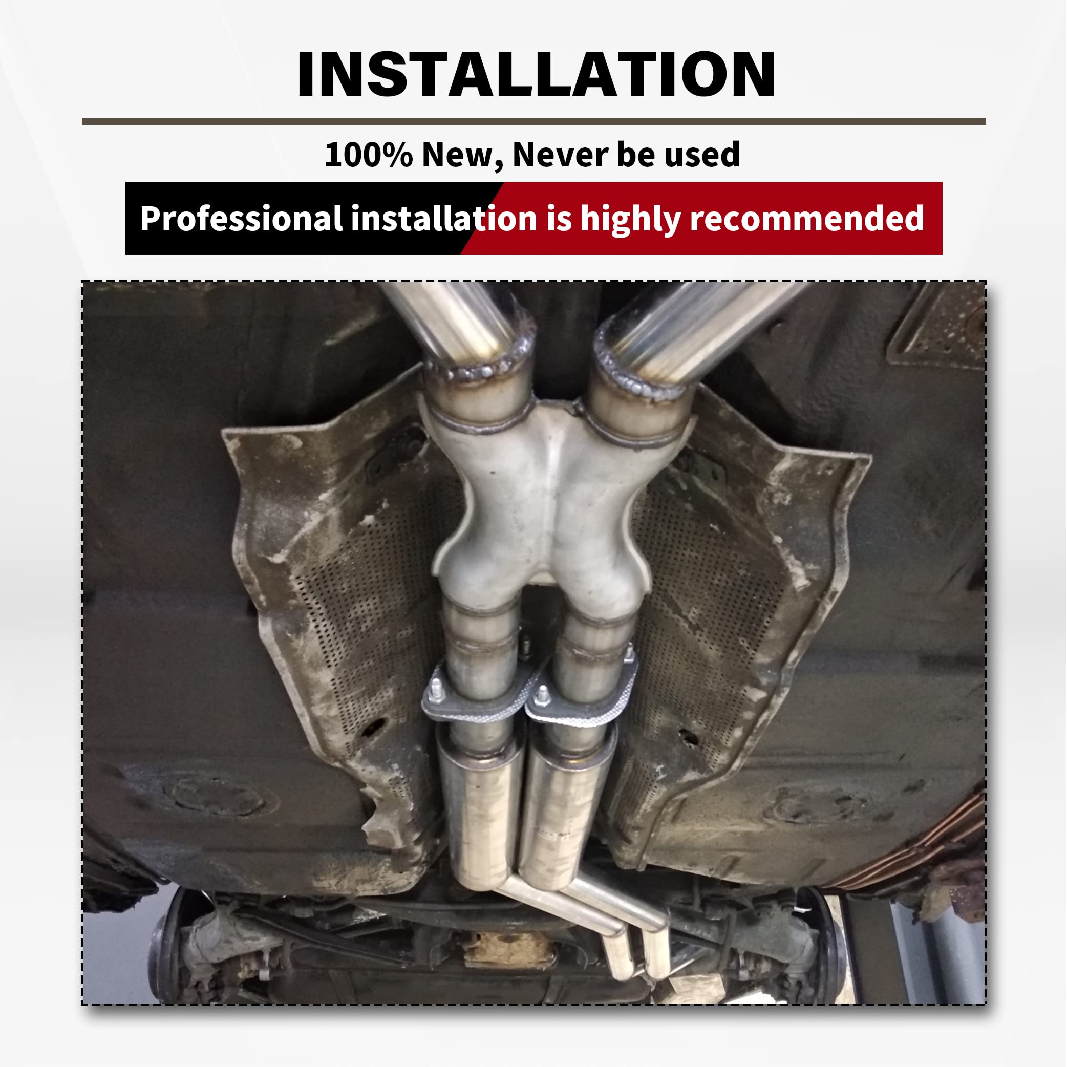 Fgjqefg T409 Stainless Steel X Pipe 3'' Inch Id Dual To 3'' Inch Id Dual Stamped Exhaust Adapter Connector, Crossover X-Pipe,Overall Length: Approx. 12, Universal