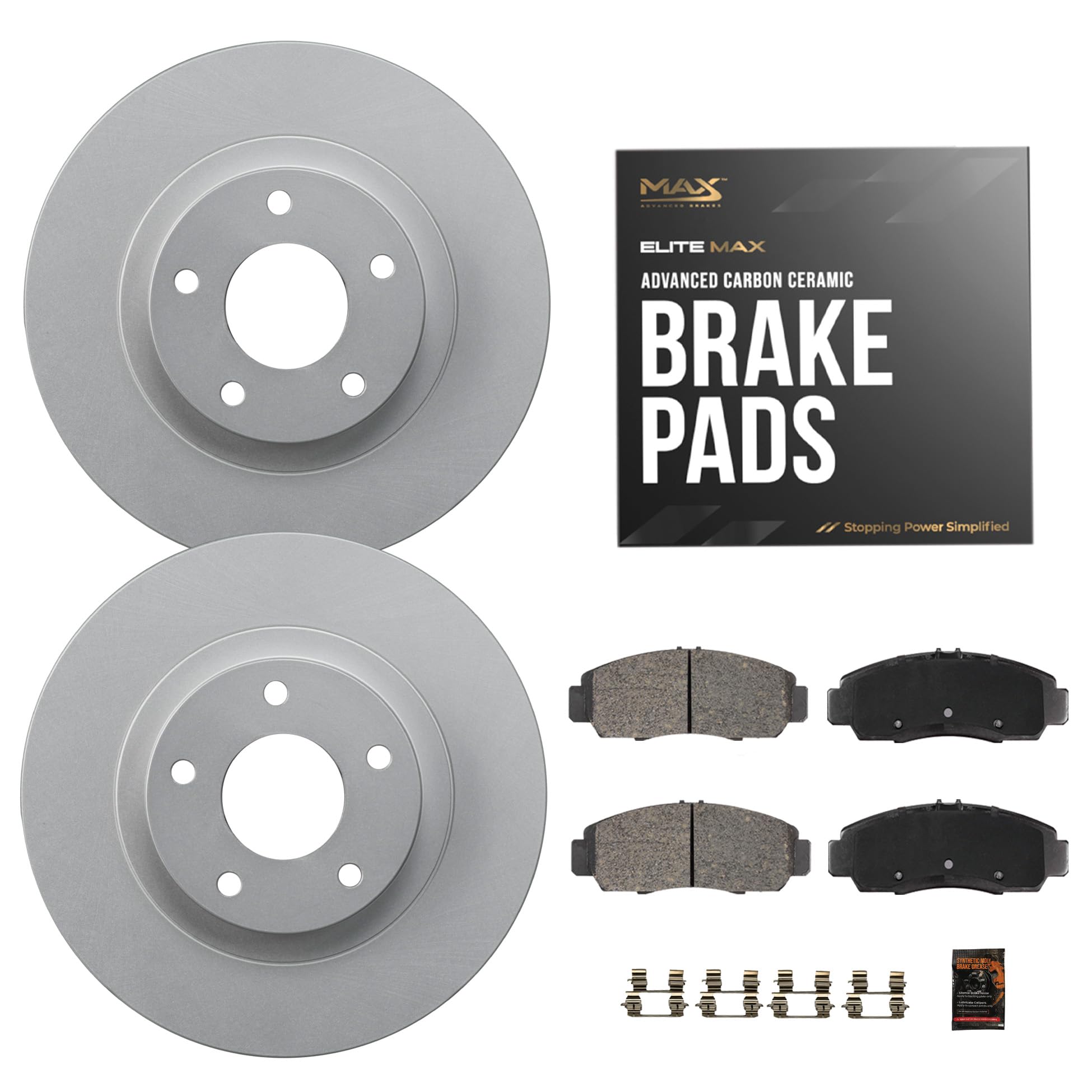 Max Advanced Brakes Front Brake Kit Compatible With 2012-18 Ford Focus C-Max Compatible With Volvo C30 W/10.94 '' Rotor Replacem