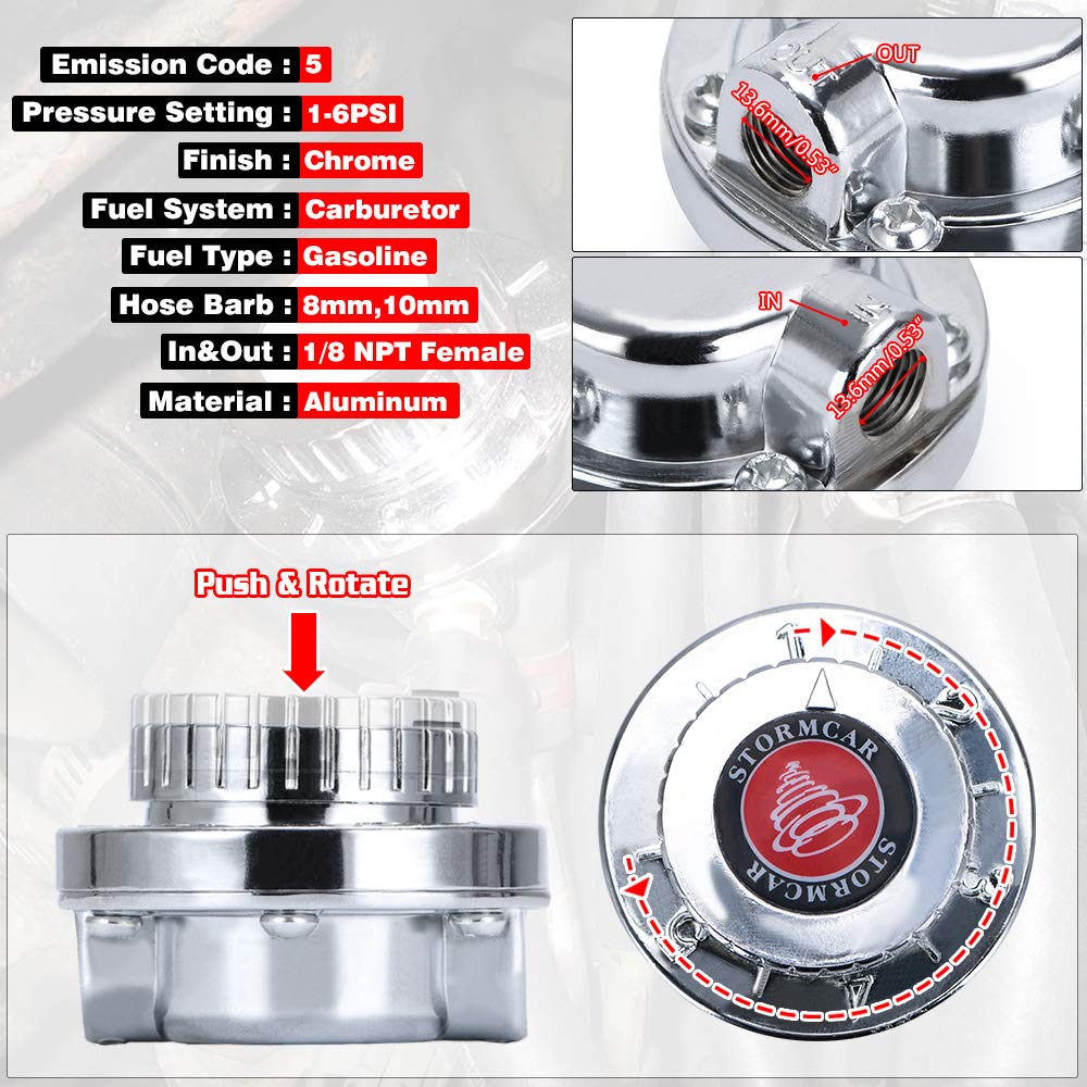 Ptnhz Racing Manual Adjustable Fuel Pressure Regulator Carburettor Carb Fuel Pump Fpr