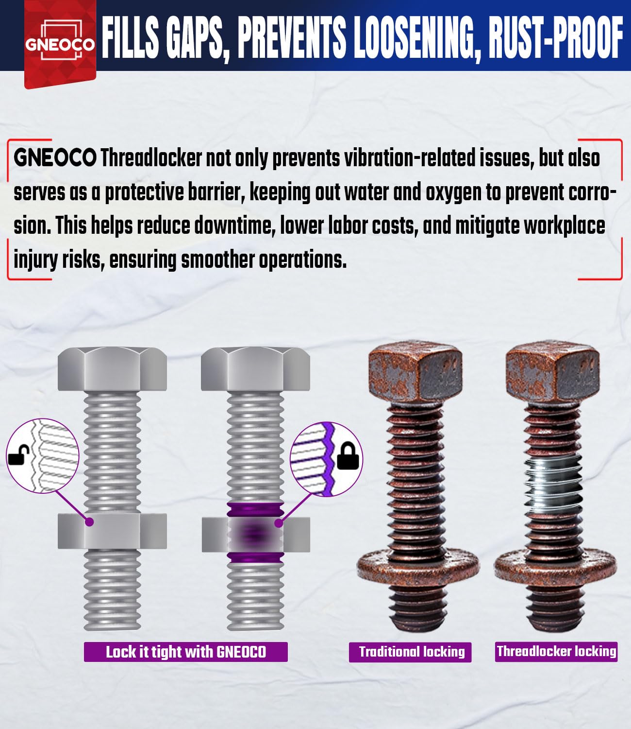 Threadlocker L222 1.69 Fl Oz/50 Ml, Thread Lock Low Strength Lock Tight For Nuts, Bolts, Fasteners And Metals, Anaerobic Curing