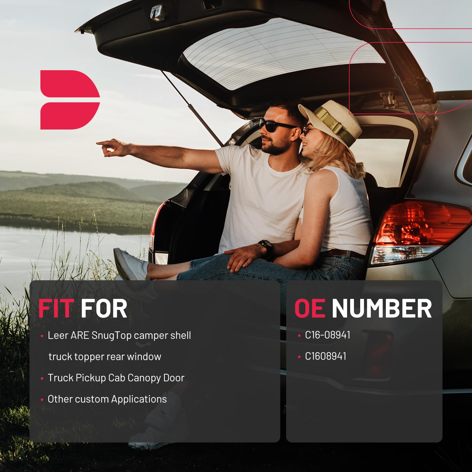 Bdfhyk C16-08941 16In/28Lbs (125N) Gas Shock Strut For Eer Are Snugtop Camper Shell Truck Topper Rear Window, Truck Pickup Cab C