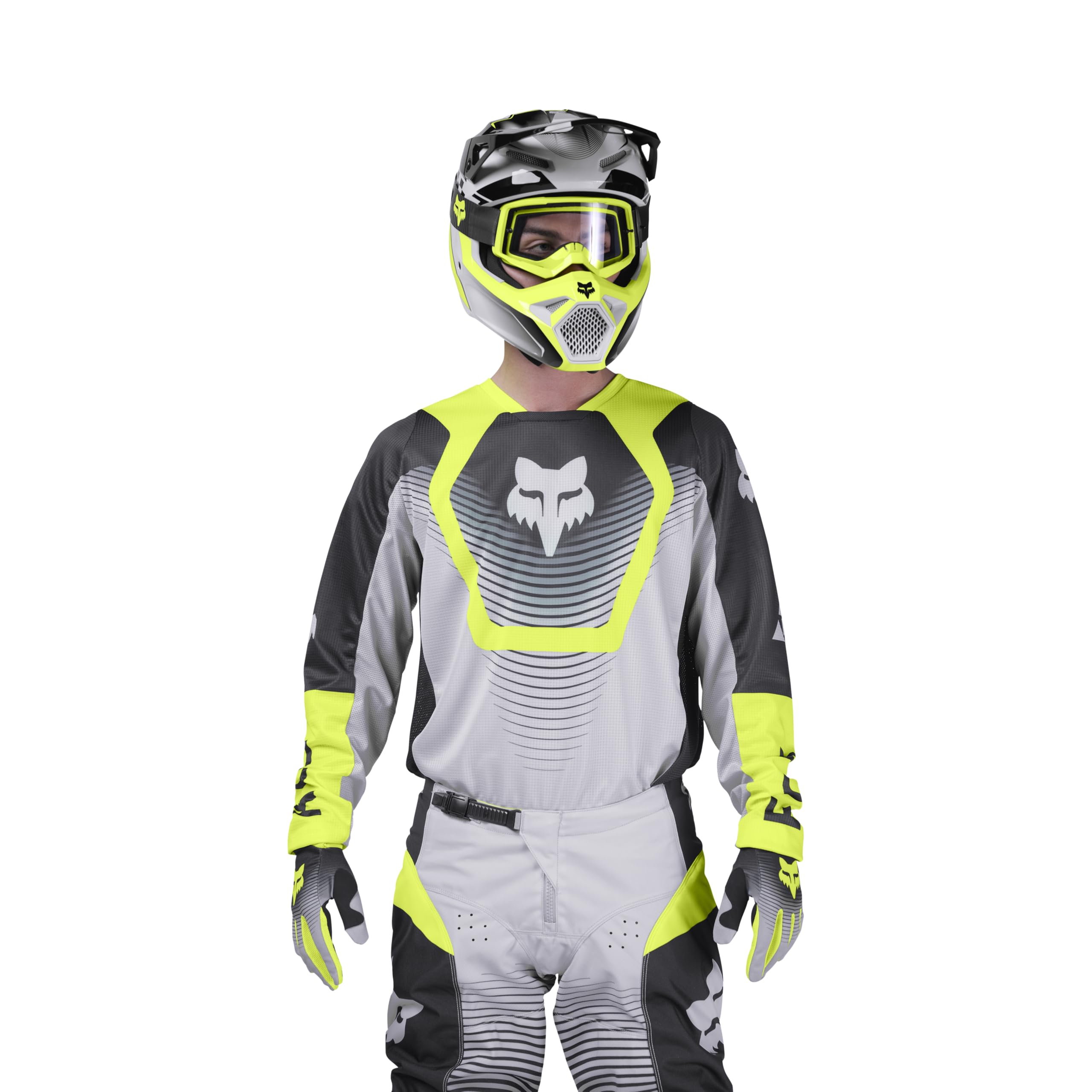 Fox Racing Mens 180 Collect Motocross Dirt Bike Jersey, Grey/Yellow, XX-Large