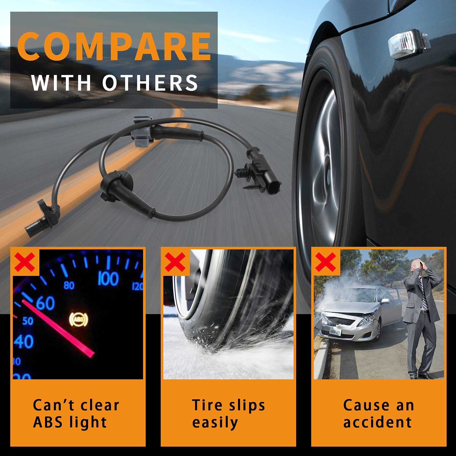 Mikkuppa Abs Wheel Speed Sensor, 15229012 Front Side Replacement For 07-13 Chevy Silverado 1500 Tahoe Suburban 1500, 07-12 Gmc Yukon Sierra