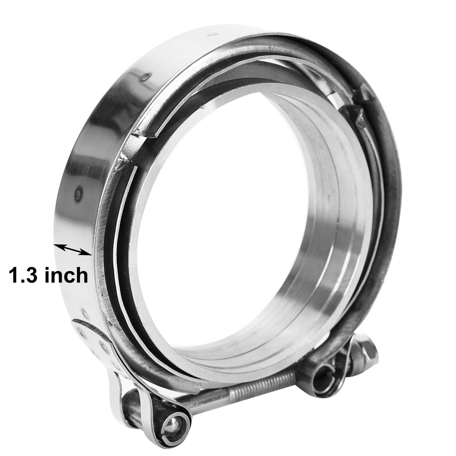 Blackhorse-Racing 4 Inch V Band Clamp With Stainless Steel Flange 4 Inch V Band Bolt Clamp With 2 Male Female Flanges For Turbo Pipe Performance Exhaust Sysformance Exhaust Pipes