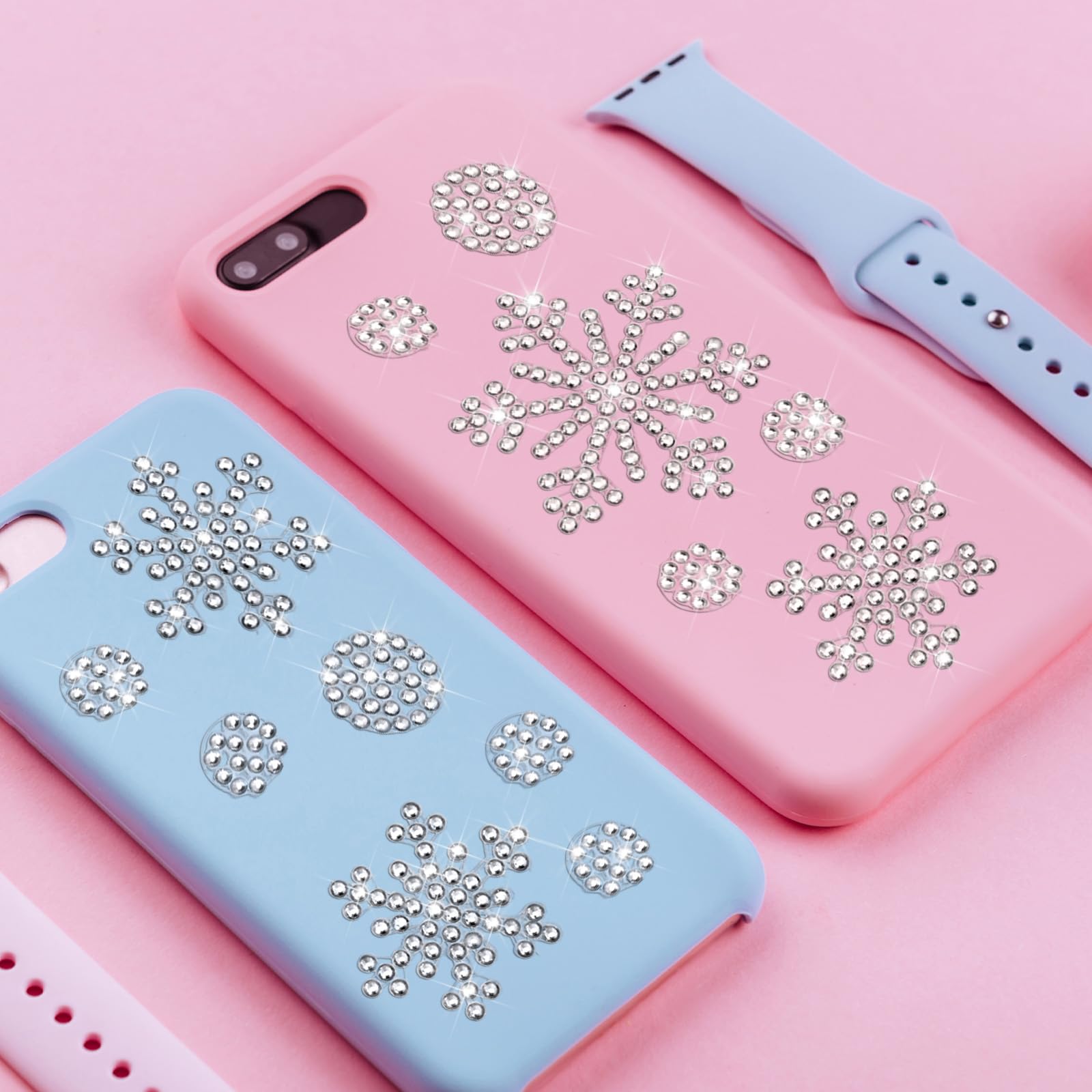 Epakh 84 Pcs Rhinestone Snowflake Stickers Winter Snowflake Stickers Decoration Crafts Glitter Crystal Decals For Winter Holiday