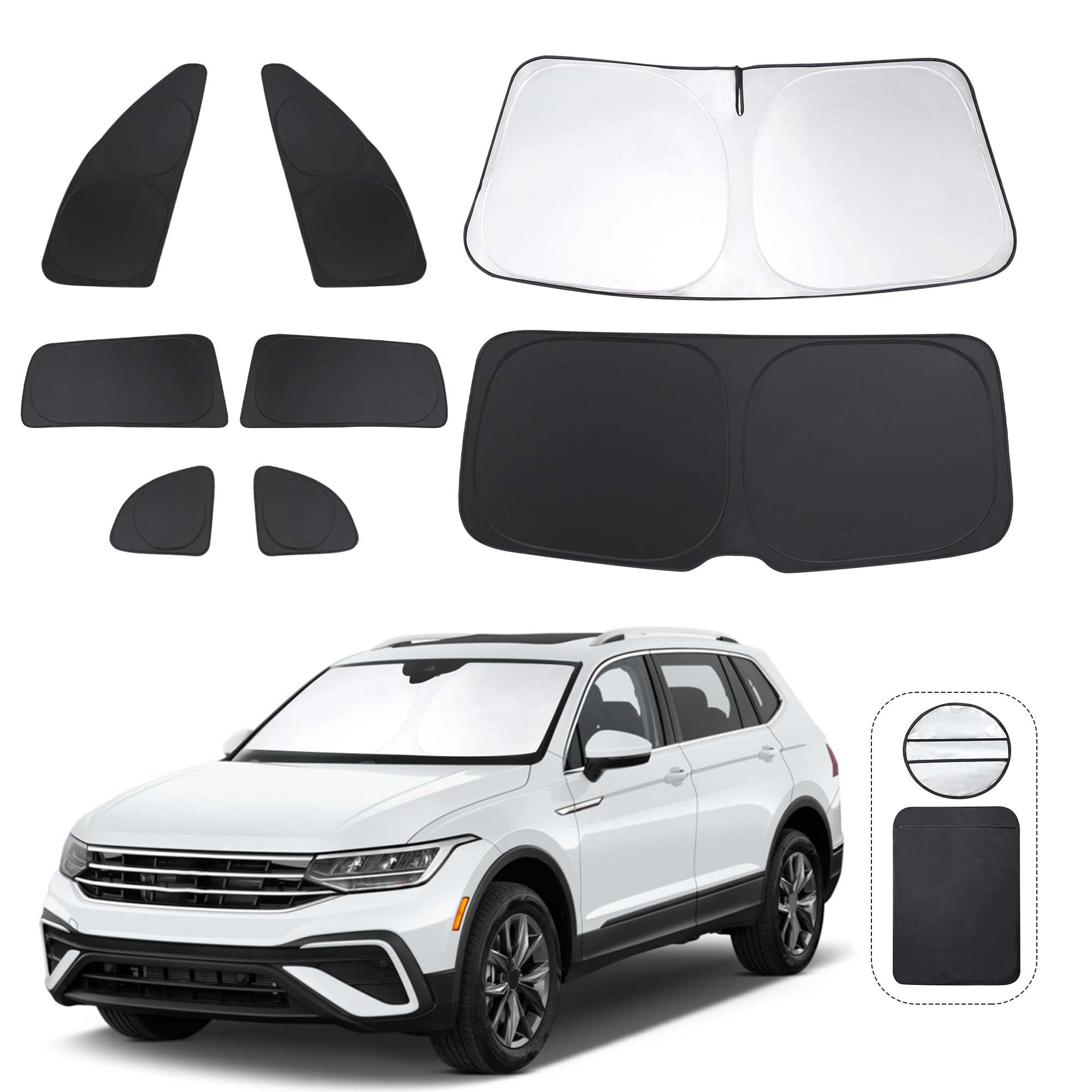 Tinglu 8Pcs Window Shades For Volkswagen Vw Tiguan 2018-2023 Accessories Car Side Full Windows Rear Triangular Windshield Sun Sh