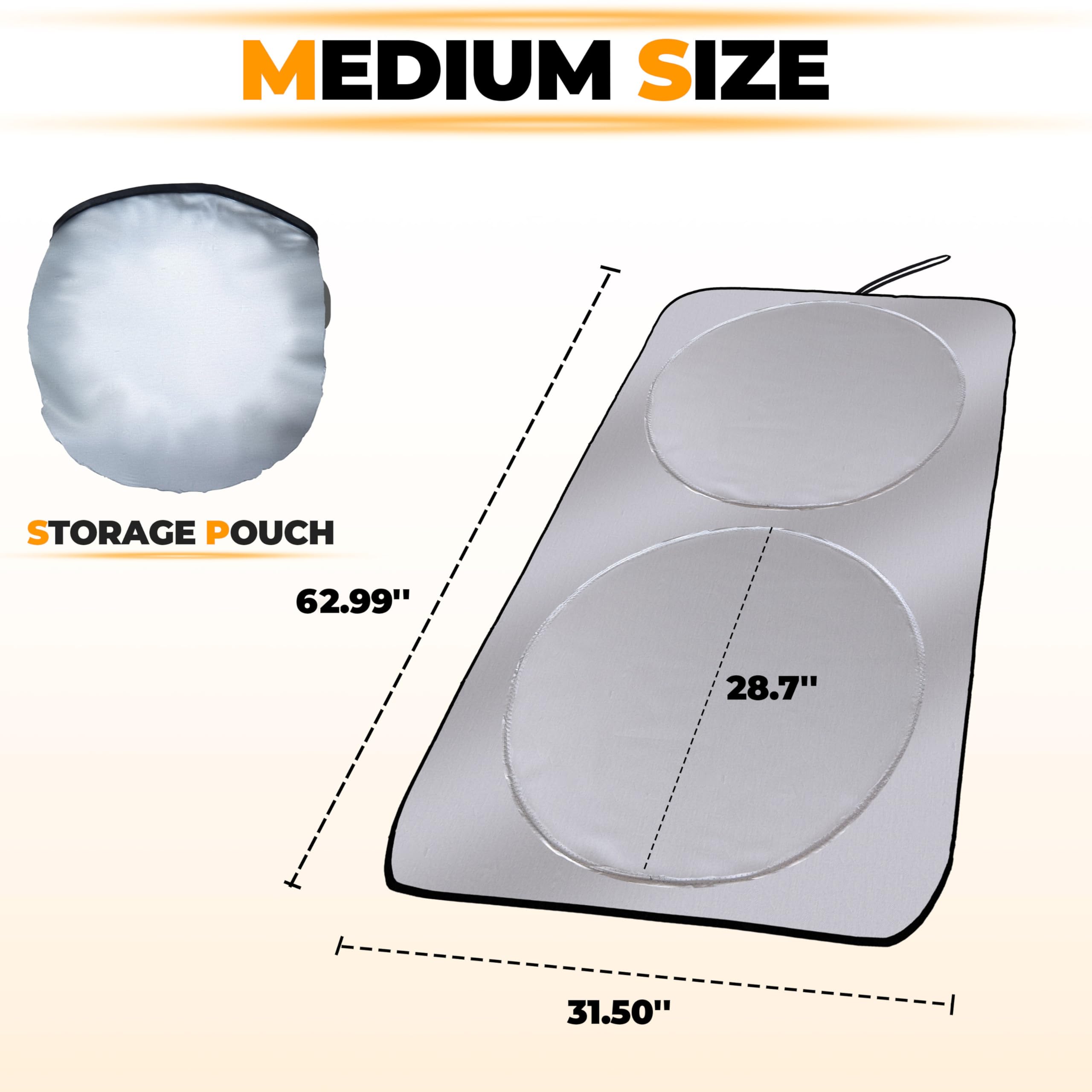 Sun Shade For Car Windshield Foldable Front Window Sun Visor 240T Reflective Fabric Blocks Uv Rays And Sun, Automotive Interior