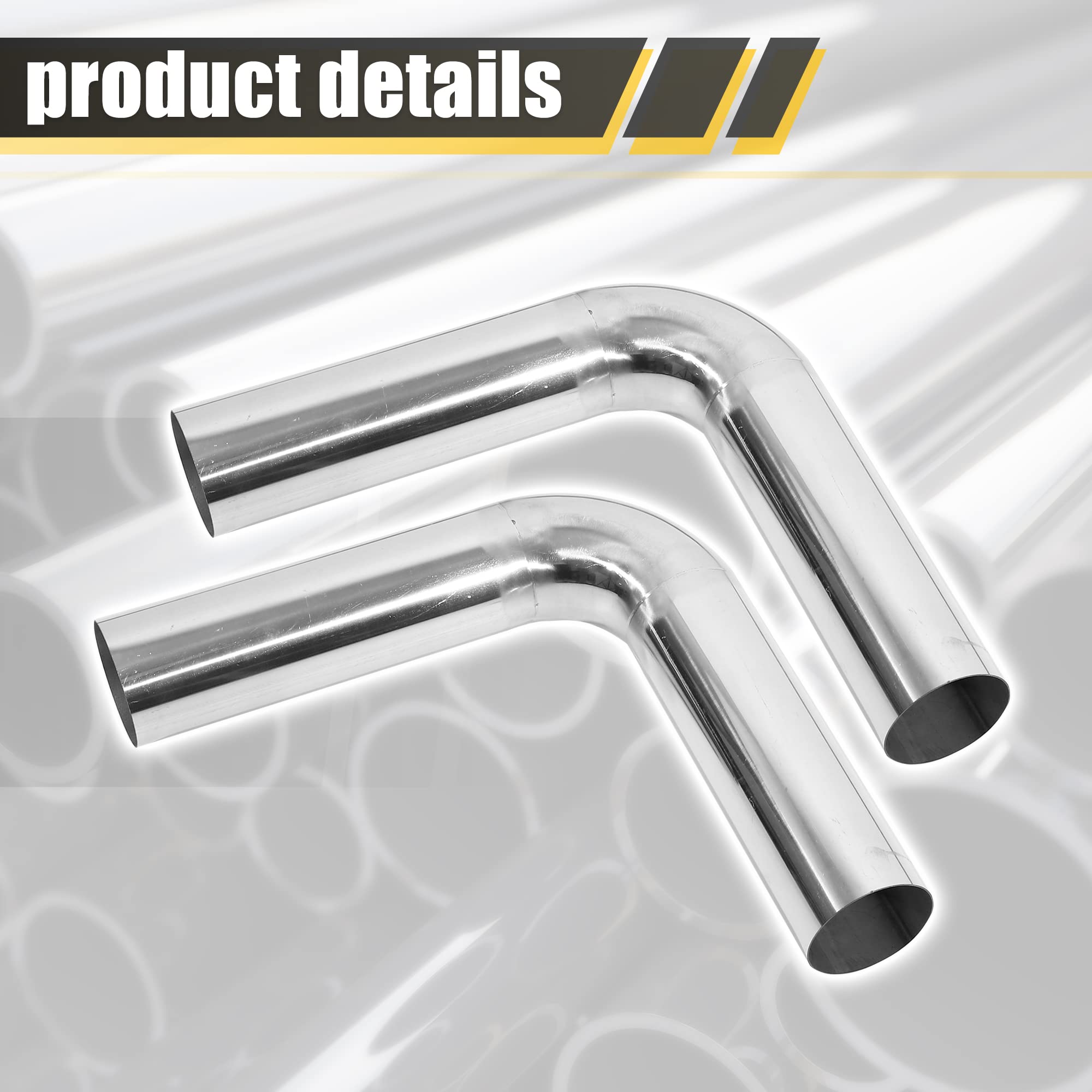 X AUTOHAUX 2 Pcs 90 Degree Bend 3'' OD Car DIY Custom Mandrel Exhaust Pipe 3 Inch Tube Pipe 12.99 Inch End to End T304 Stainless