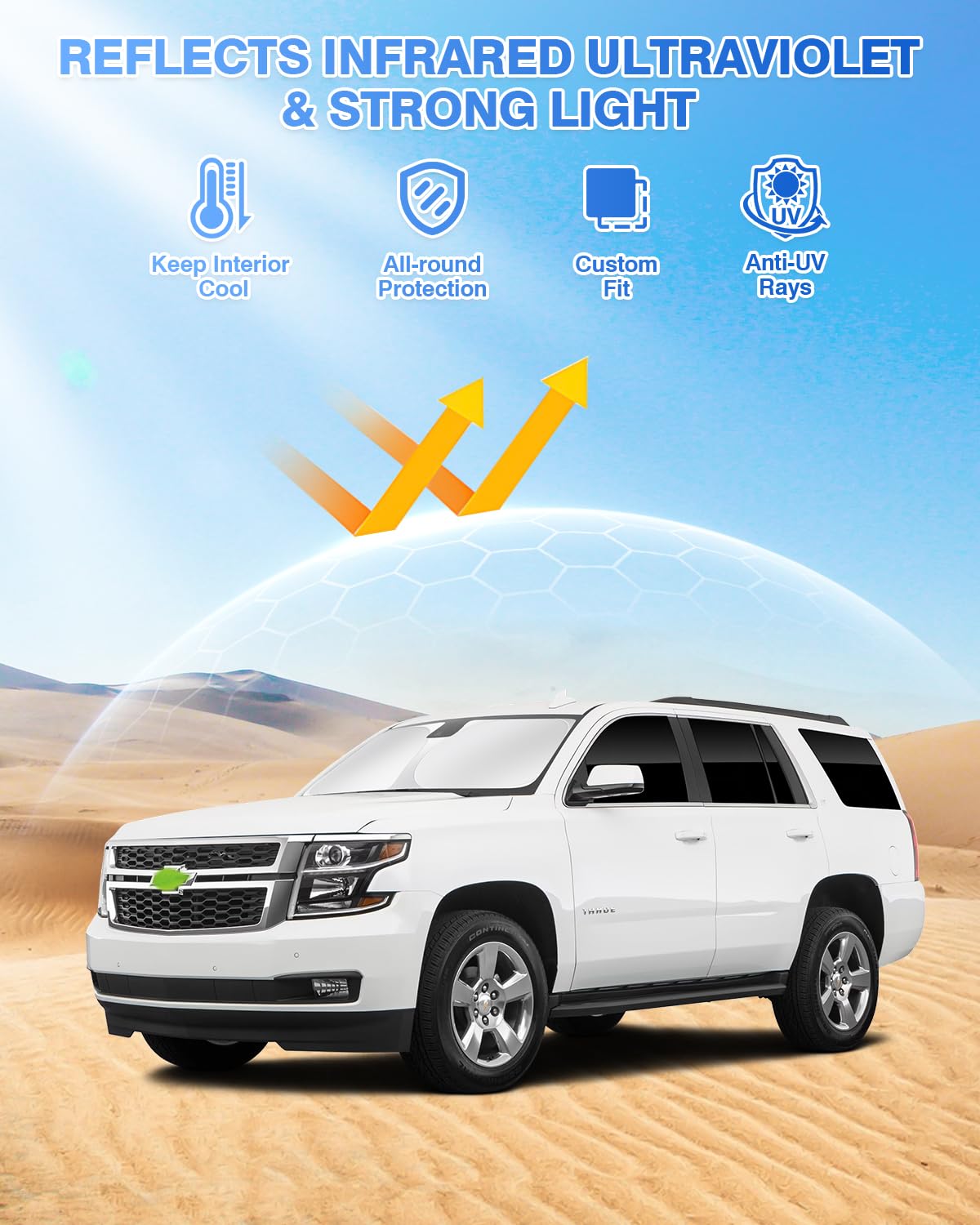Canvcle Sunshades For Chevrolet/Chevy Tahoe 2015-2020 Accessories Windshield Sun Shade Side Rear Window Shade Cover Sun Visor Sh