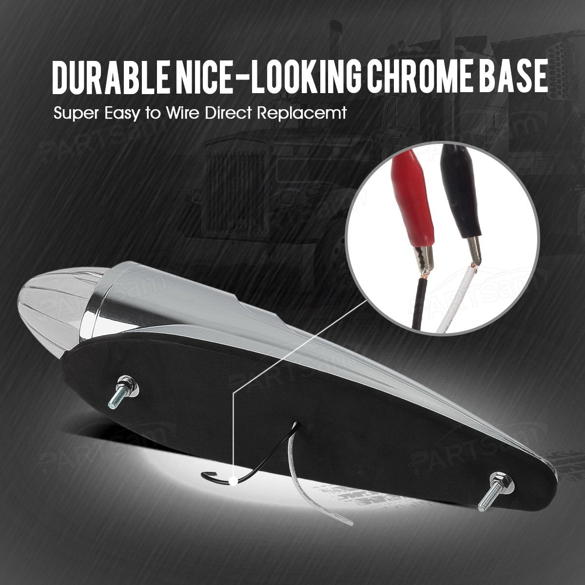 Partsam 5pc Amber Yellow LED Torpedo Cab Marker Lights for Kenworth/Peterbilt/Freightliner, Model 13, Medium Size