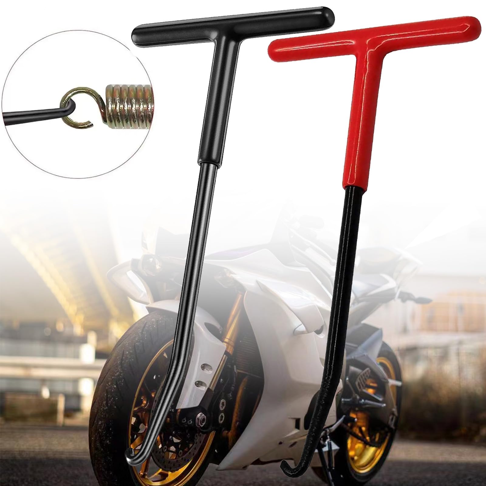 Exhaust Spring Puller Tool Motorcycle Exhaust Spring Hooks, T Shaped Handle Exhaust Spring Hooks Snowmobile Spring Puller Remova