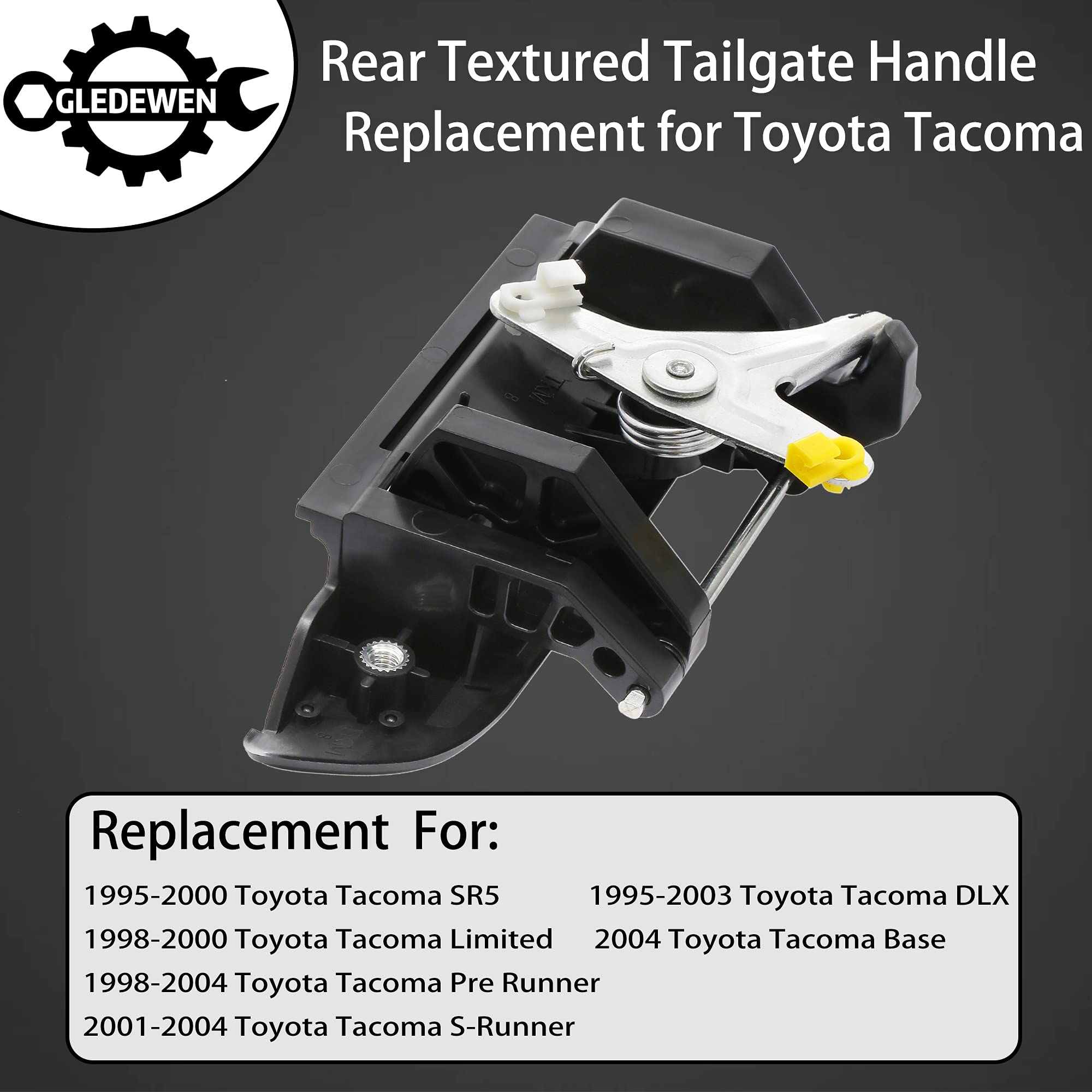 Tailgate Door Handle, Compatible With 1995 1996 1997 1998 1999 2000 2001 2002 2003 2004 Toyota Tacoma Pickup,Exterior Rear Textured, Replace# 6909035010 To1915102 Tail Gate Outside Liftgate Lock Latch