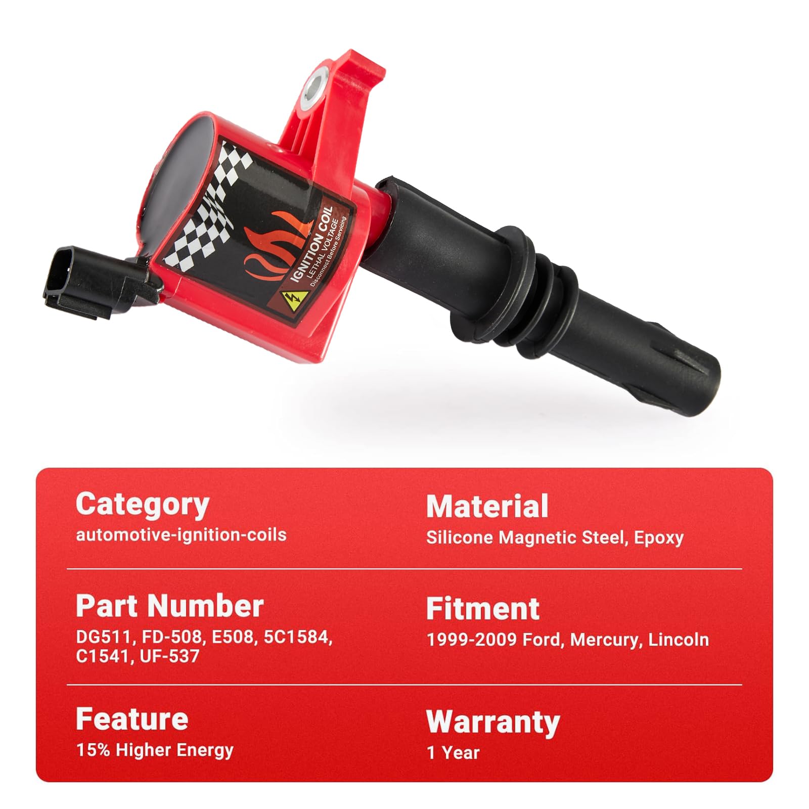 Carbole Dg511 Ignition Coils Compatible With 1999-2008 Ford F250 F350 Super Duty Lincoln Mercury V8 V10 4.6L 5.4L 6.8L Replaceme