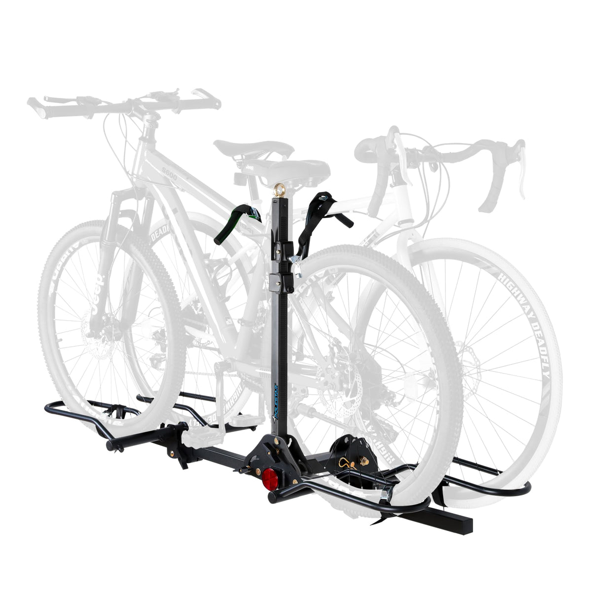 POLESTAR Hitch Mounted 2-Bike Rack, 200lbs Capacity Bike Rack Hitch with Lock, 2'' Receiver Foldable Platform Mount for E-Bike, 
