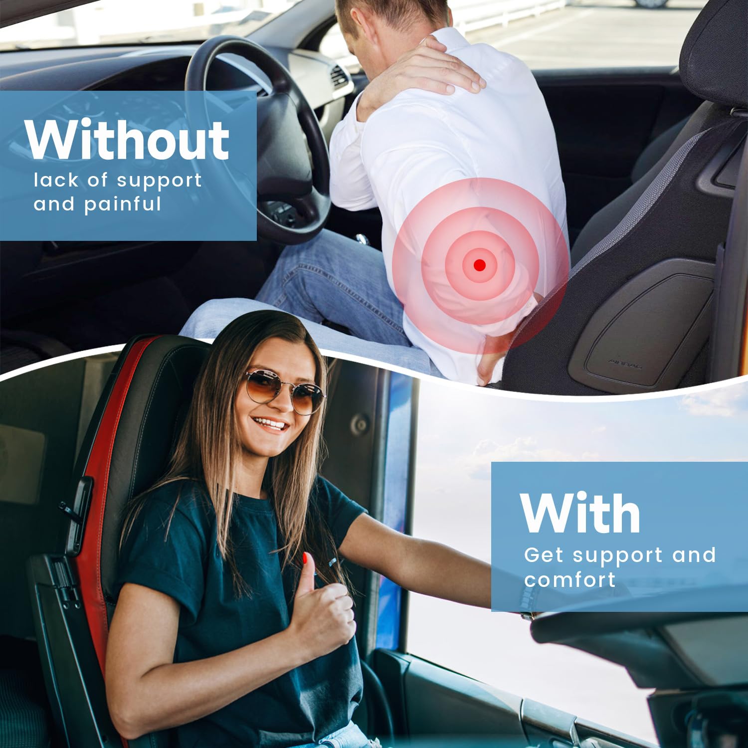 Anzhixiu Heightening Truck Seat Cushion For Broader Vision, Car Seat Cushion For Car Seat Driver Truck Driver, Sciatica Pain Rel