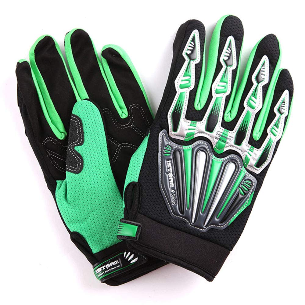 WOW Motocross Motorcycle BMX MX ATV Dirt Bike Skeleton Racing Cycling Gloves Green