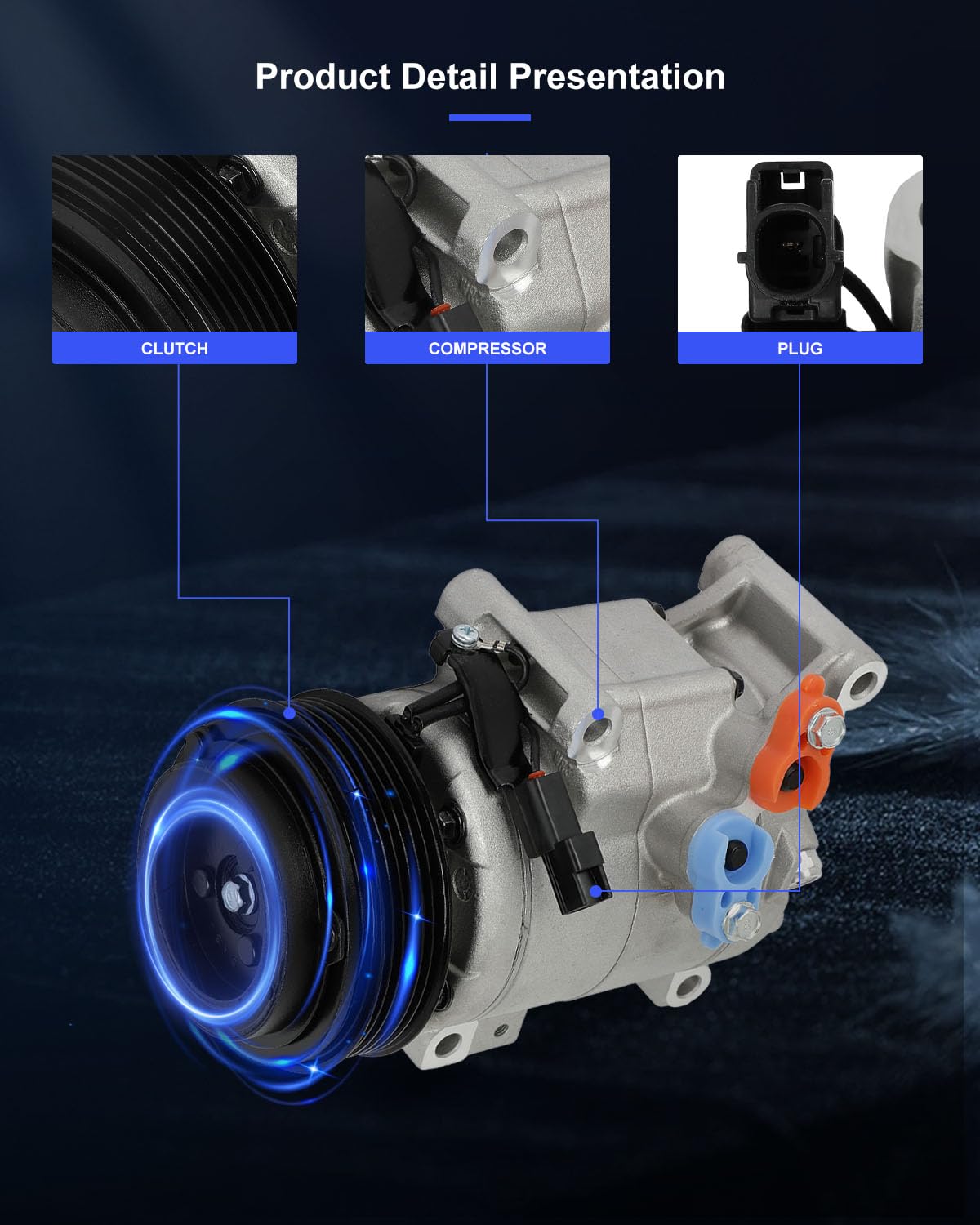 Eccpp A/C Compressor With Clutch 2012-2021 Fit For Mazda 3 3 Sport Cx-5 2.0L 2.5L Ac Compressor