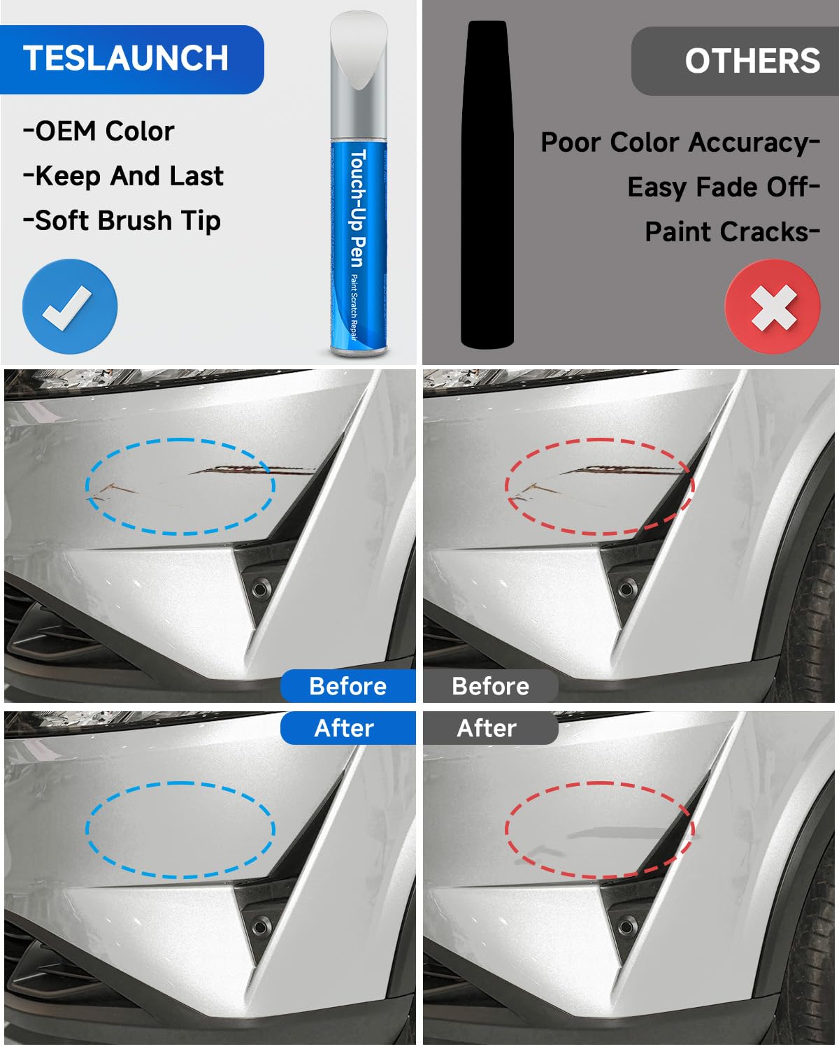 RSACET QAB Pearl White Tricoat Touch Up Paint Compatible with Nissan Exact Match Touch Up Paint Car Scratch Repair
