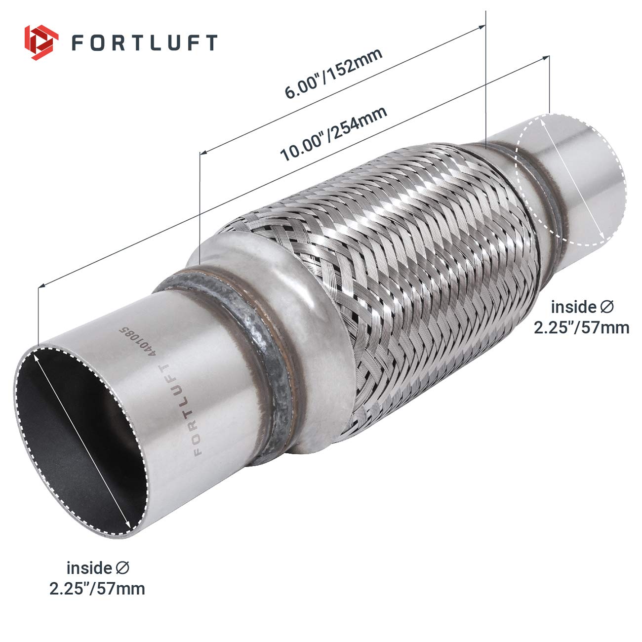 Fortluft Exhaust Flex Pipe (Exhaust Flex Connector With Extension Pipes, 2.25''X6.00''X10.00''/57X152X254Mm)