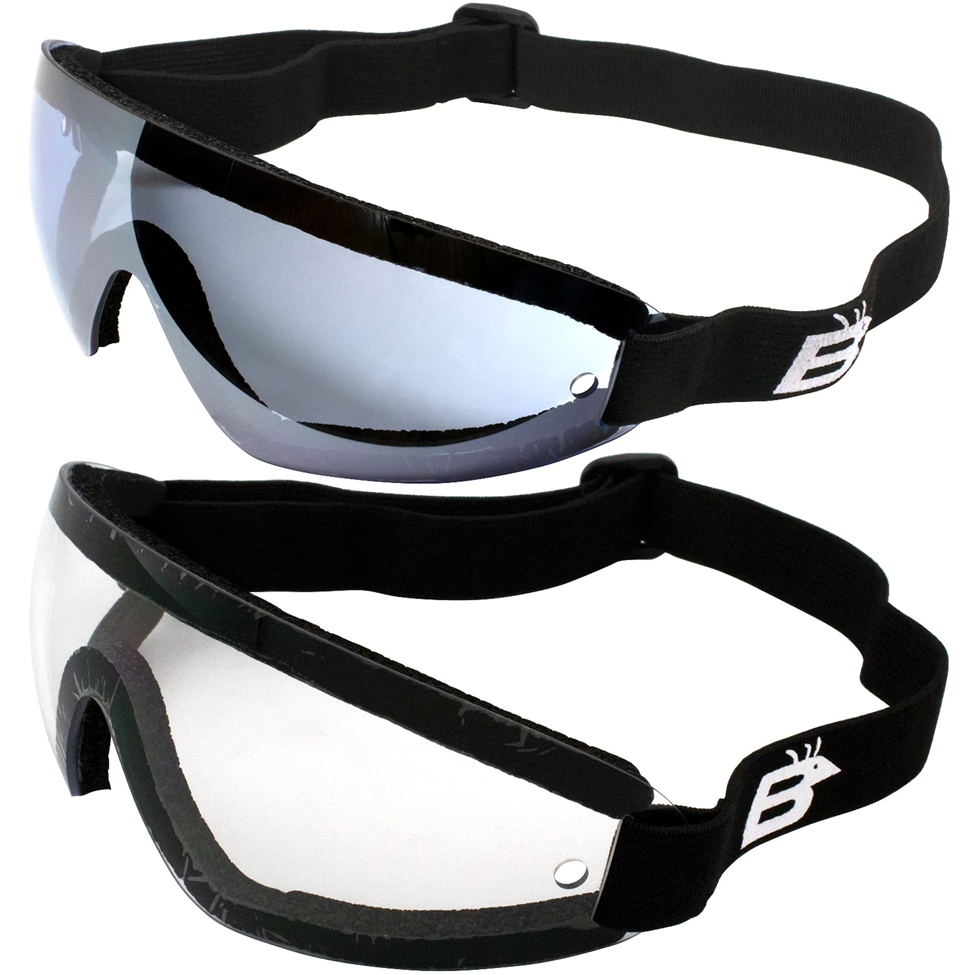 Birdz Eyewear Wing Skydive Skydiving Goggles One Reduced Glare Light Blue Lens And One Clear Lens With Great Peripheral Vision D