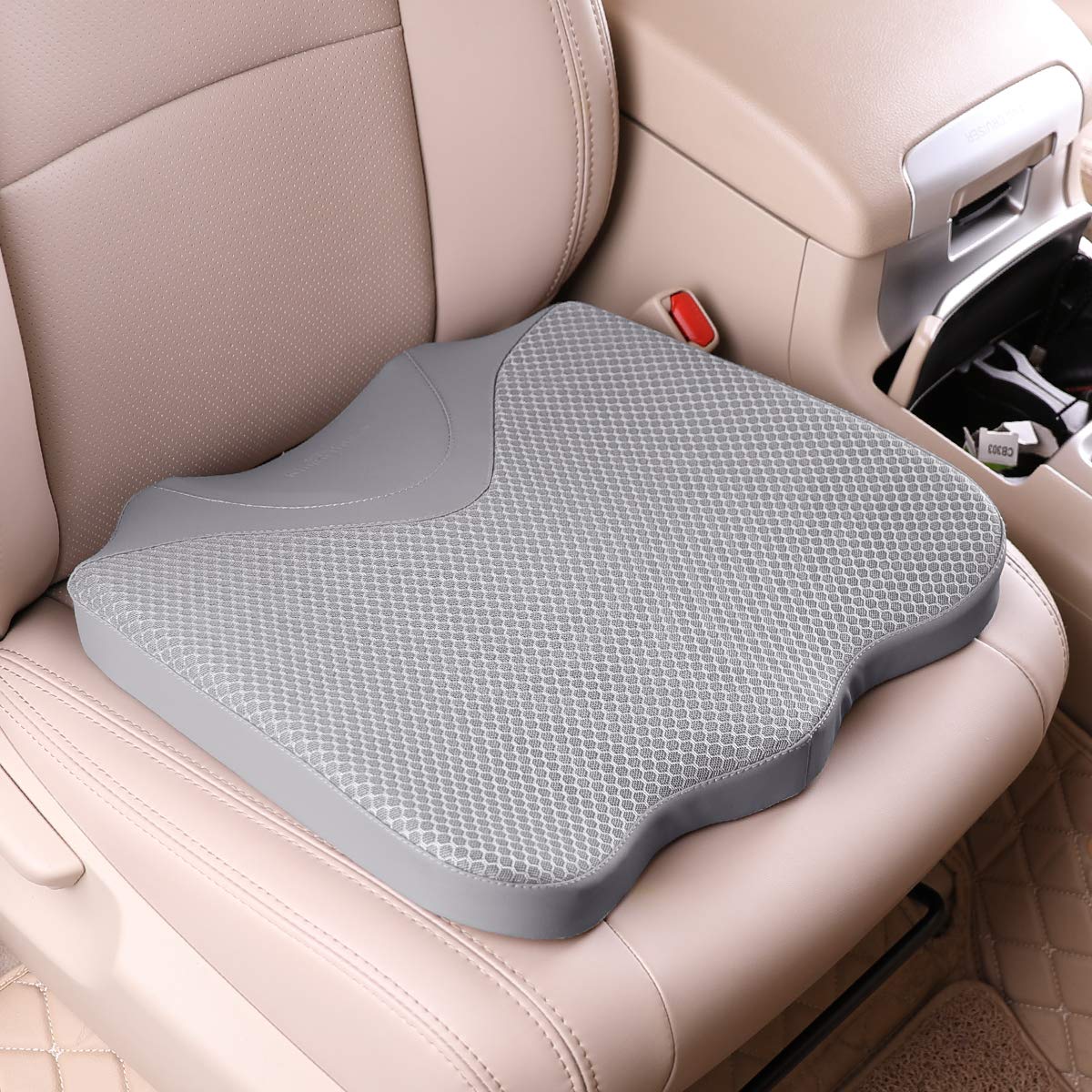 Kingleting Car Seat Cushion, Heightening Wedge Seat Cushion For Sciatica Tailbone Pain Relief, Auto Seat Cushion For Short Peopl