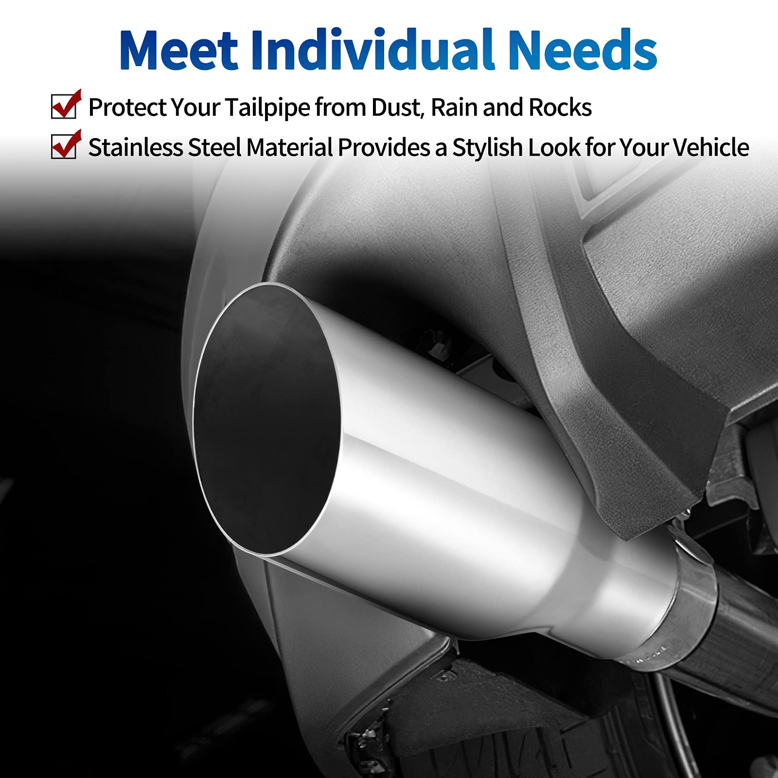 AUTOSAVER88 2.5 Inch Inlet Exhaust Tip, 2.5'' Inlet 4'' Outlet 9'' Overall Length Stainless Steel Tailpipe Chrome Polished Exhau