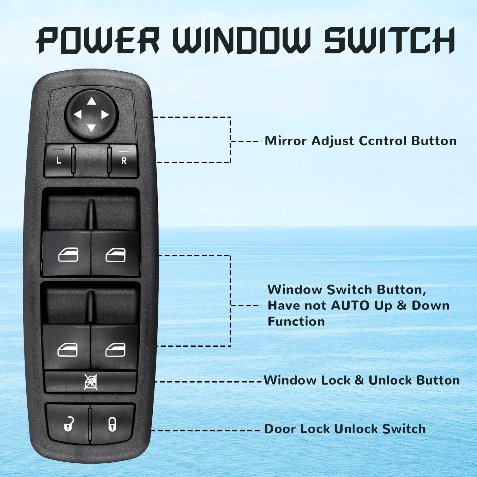 Master Power Window Switch, Driver Side 3 + 0 Pins, Replacement For 2008-2009 Chry-Sler Town & Country, 2008-2009 Dodge Grand Ca