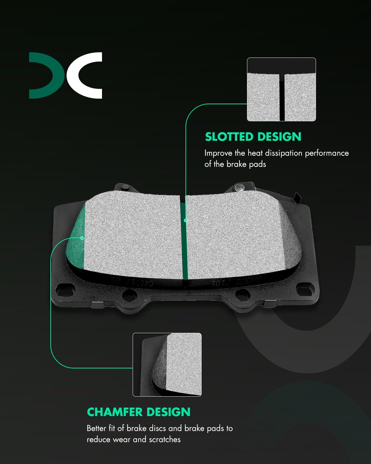 Scitoo D976 Front Ceramic Brake Pads Sets Fit For Lexus Gx460 / Gx470,For Toyota 4Runner / Fj Cruiser/Sequoia,For Toyota Tacoma