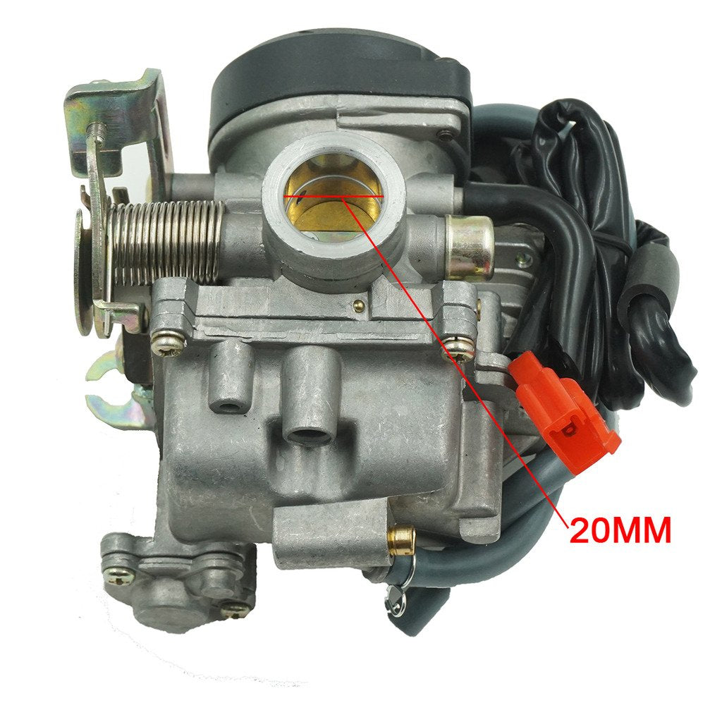 Glixal ATMT1-073-1 GY6 49cc 50cc 80cc 100cc 20mm Big Bore CVK Carburetor with Electric Choke for Chinese Scooter Moped ATV Go Ka