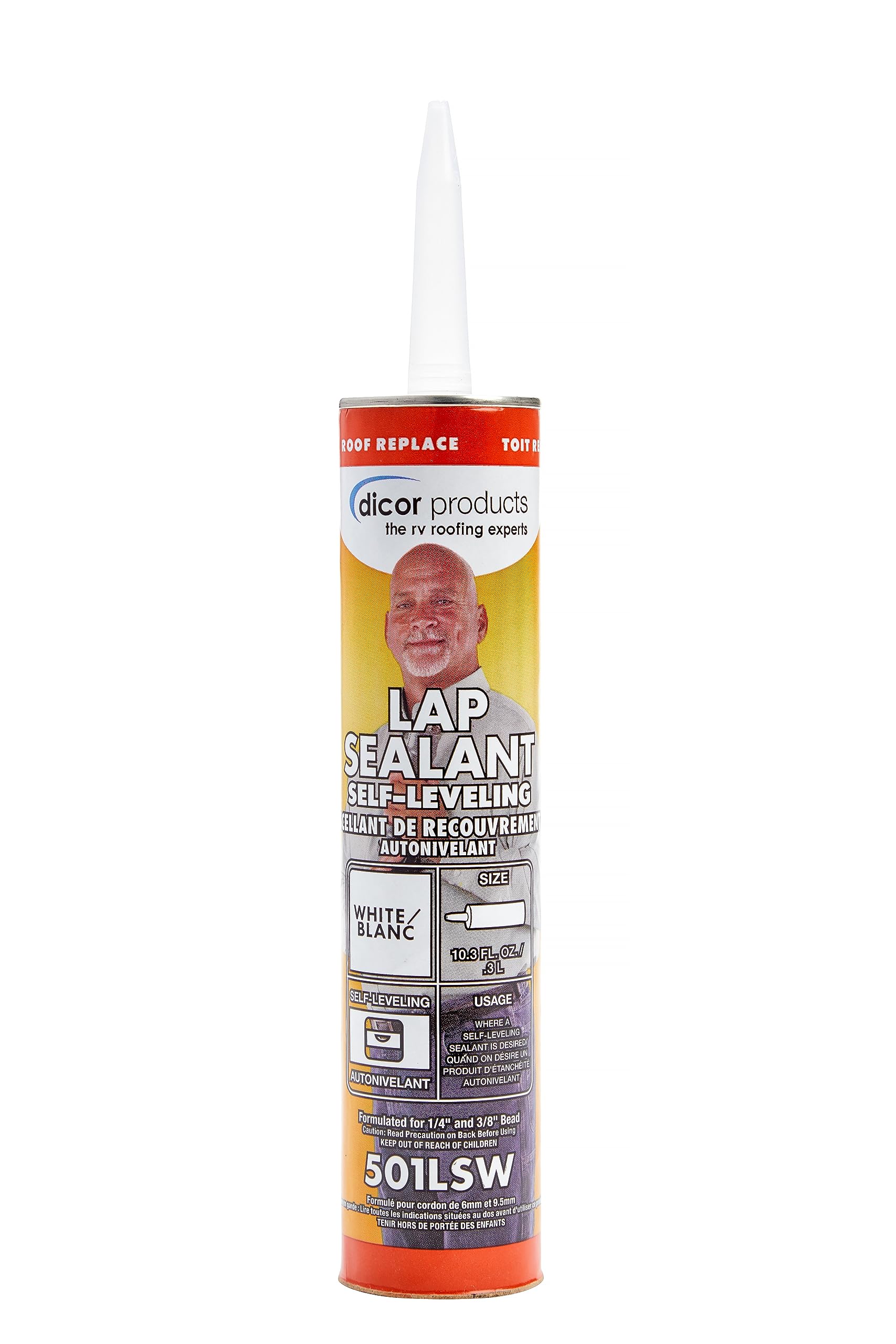 Dicor 501Lsw-1 Haps-Free Self-Leveling Lap Sealant For Horizontal Surfaces - 10.3 Oz, White, Secure, Ideal For Rv Roofing, Maintenance, Repair, Appliance Application