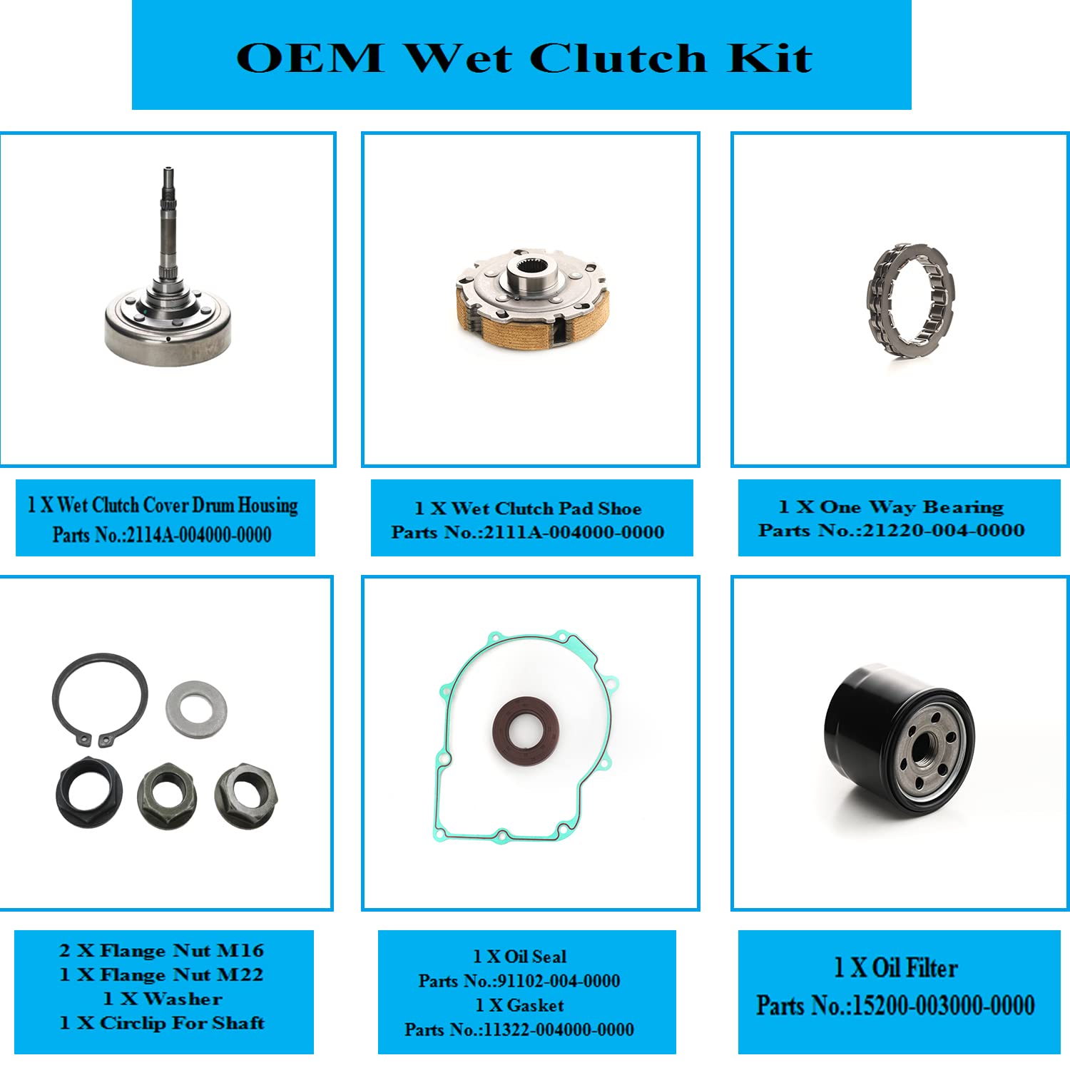 Chikia Wet Clutch Shoe Kit Assembly Replacement for Hisun UTV ATV 500 700 Massimo MSU 500 700 Coleman UT500 UT700 Axis 500 700 B