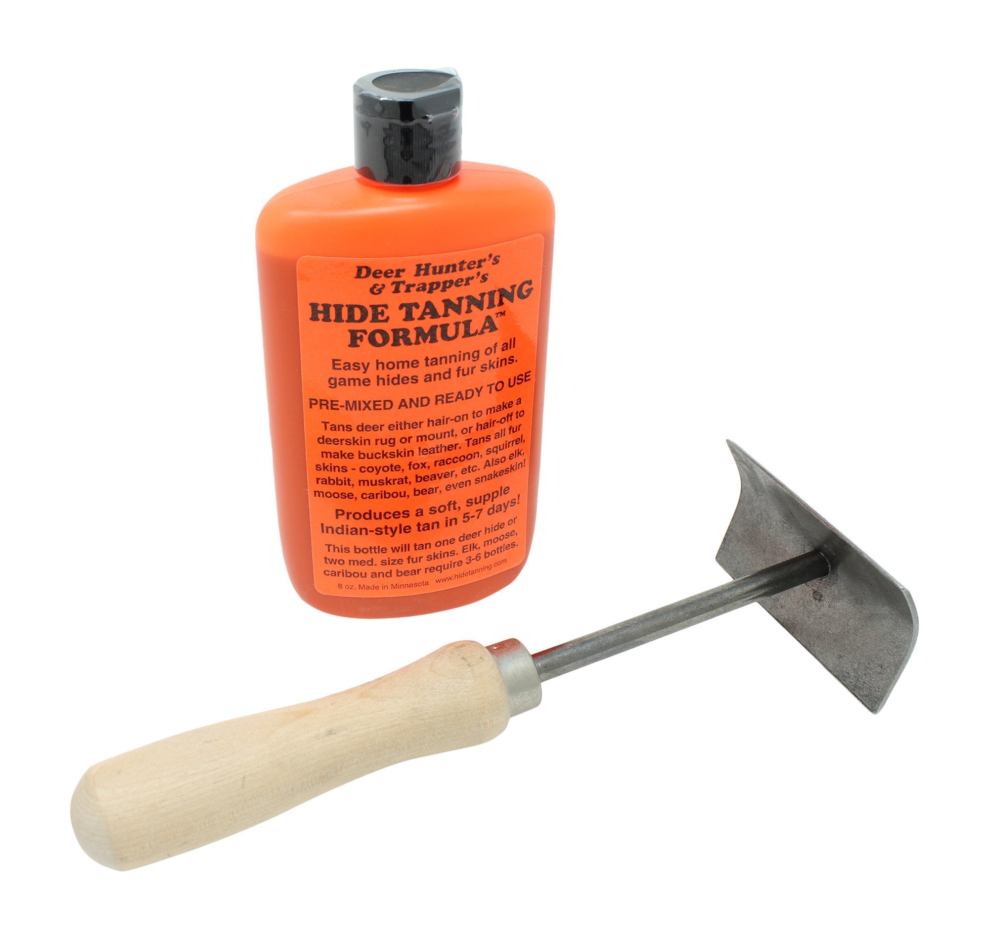 Knoblochs Deer Hunter'S & Trapper'S Hide & Fur Tanning Formula And Fleshing Tool Set (1)