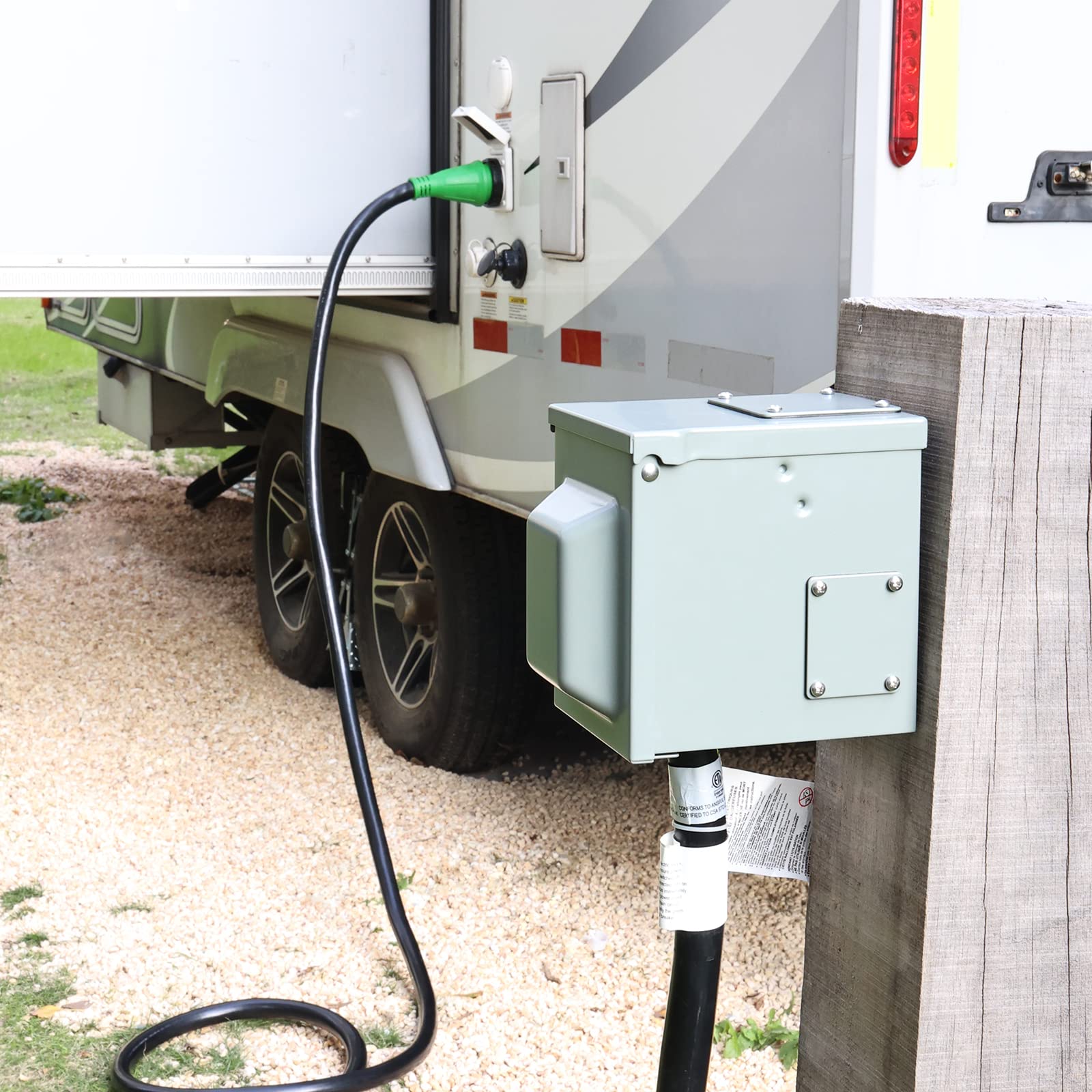 Rvguard 50 Amp 15 Foot Rv Power Cord, 14-50P To Ss2-50R Generator Extension Cord, Heavy Duty Stw Cord With Led Power Indicator A