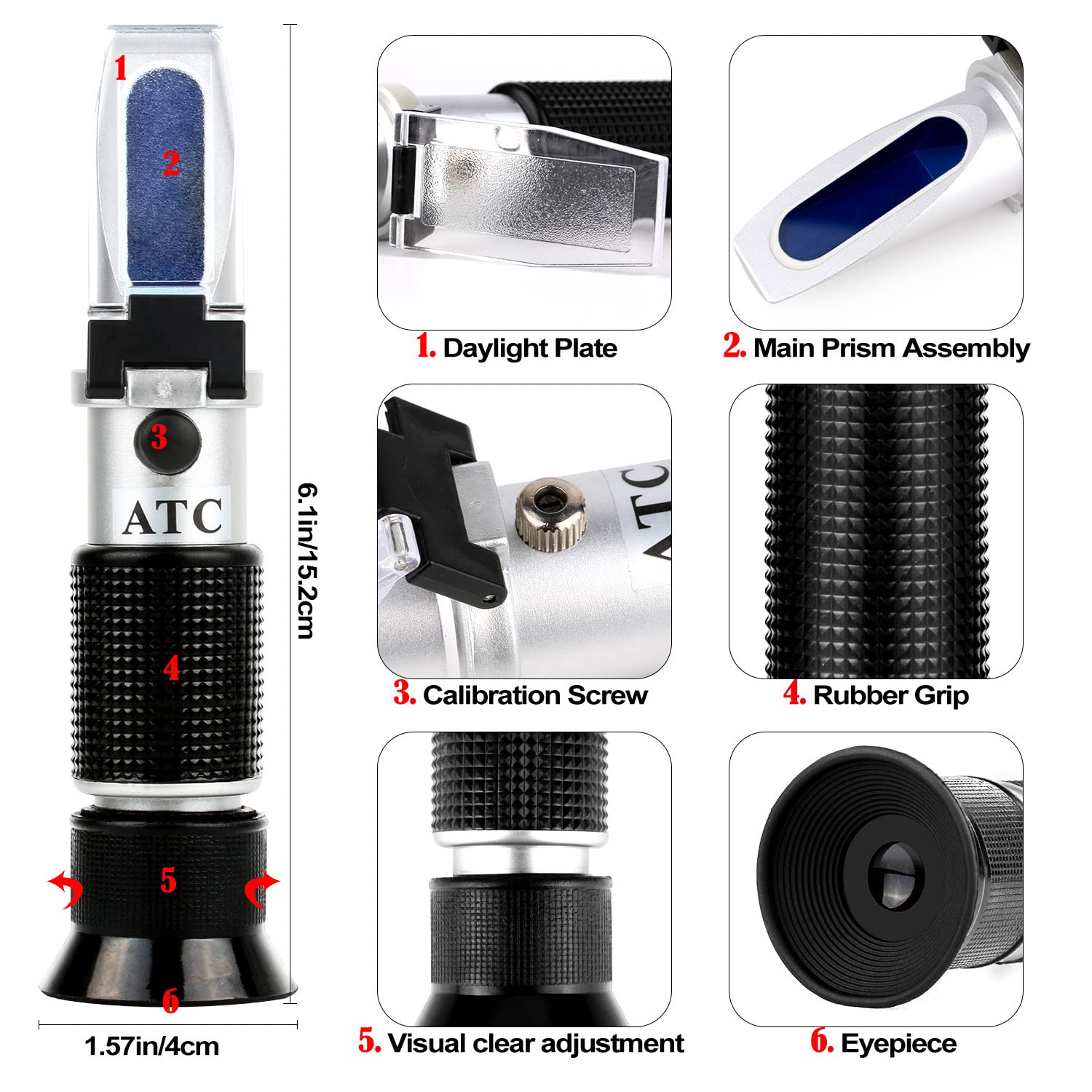 XinJiaYi 4-in-1 Antifreeze Refractometer, Antifreeze Tester with ATC, Antifreeze Coolant Refractometer for Automobile Antifreeze