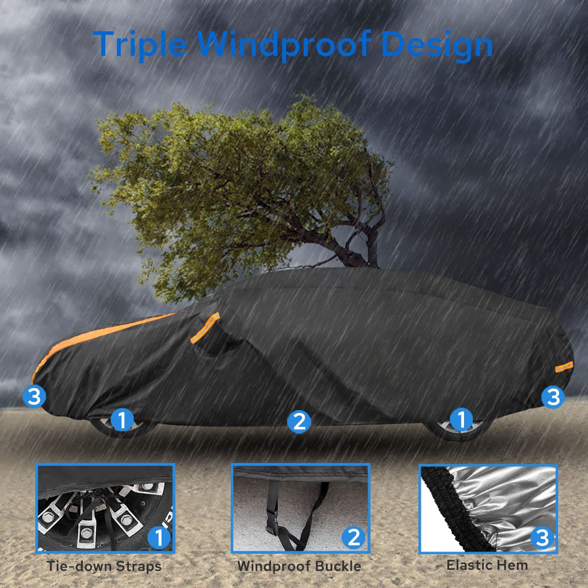 Avecrew Car Cover Waterproof All Weather For Automobiles, Outdoor Heavy Duty Full Exterior Covers For Sedans(178 ''-185 '')