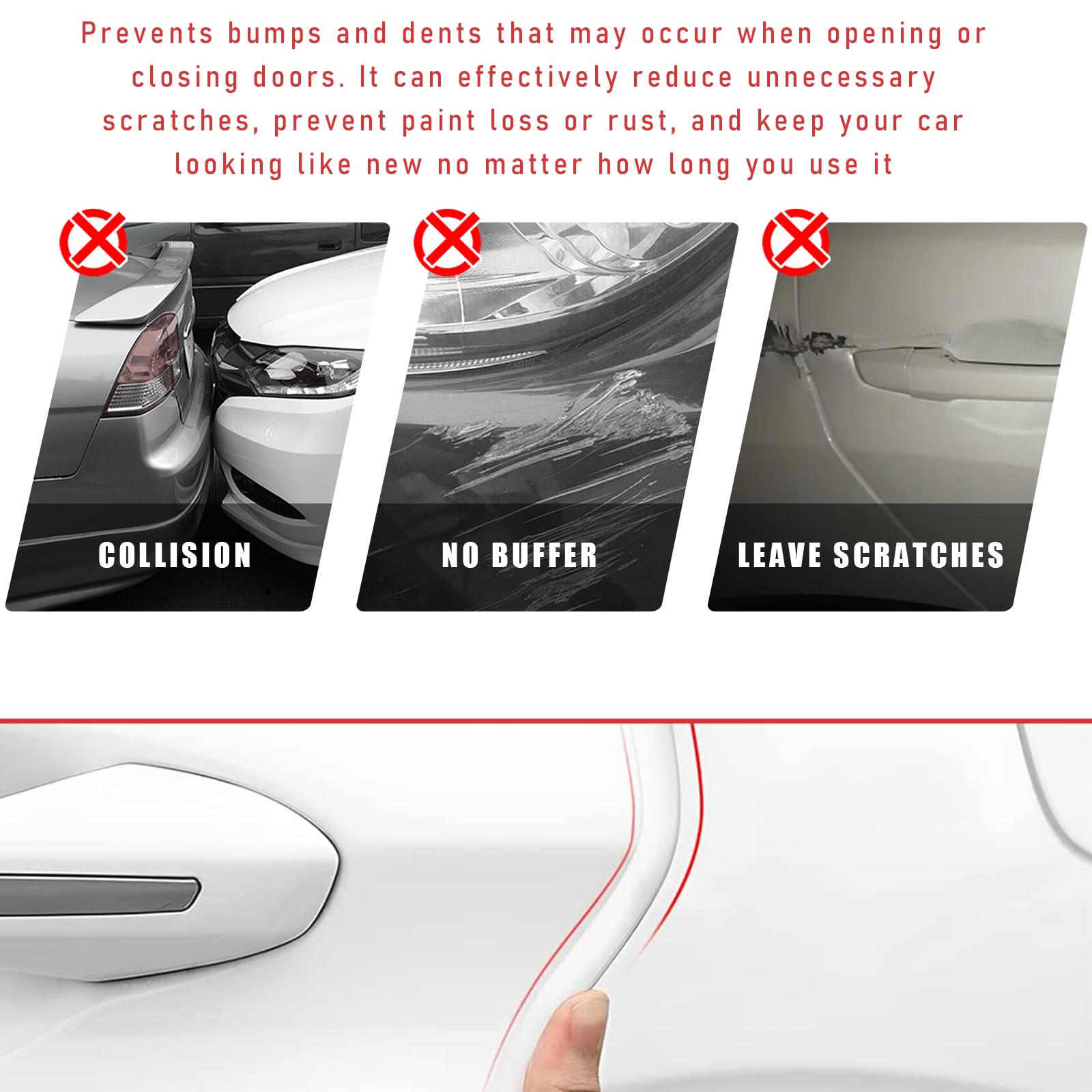 Ziciner Car Door Edge Guards, 16Ft (5M) Auto Edge Trim Rubber Seal Protector with U Shape, Automotive Anti-Collision Door Entry