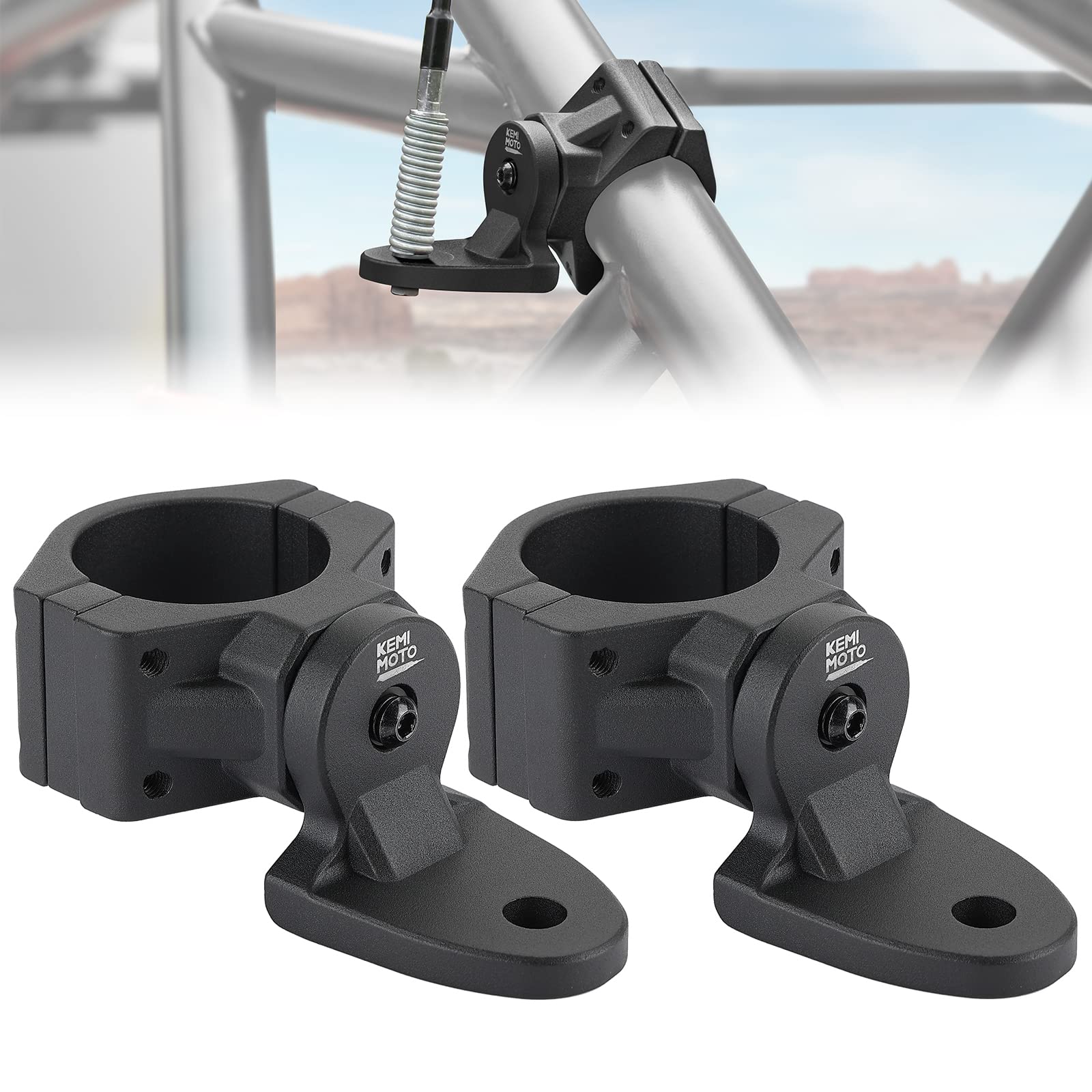Kemimoto Utv Whip Mount Flag Whip Light Mount 2Pcs, Heavy Duty Adjustable For 1.75-2 Inch Roll Bar Cage, Compatible With Rzr 900