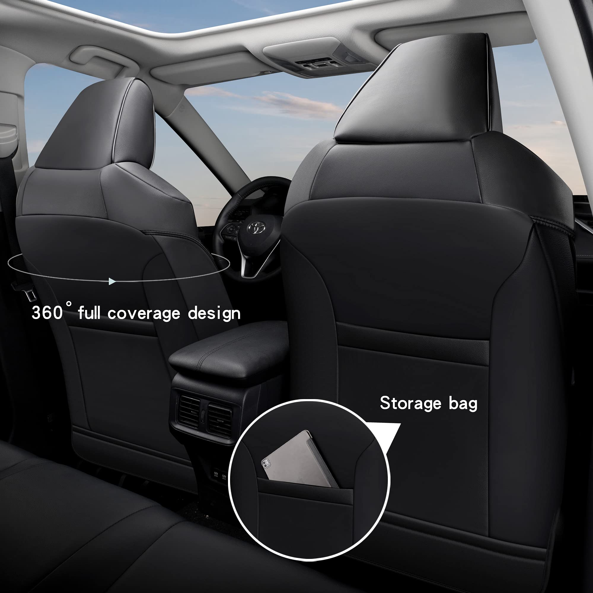 Giant Panda Customized Full Set Car Seat Covers Fit For Toyota Rav4 Le, Xle, Xle Premium, Limited,2019 2020 2021 2022 2023 2024