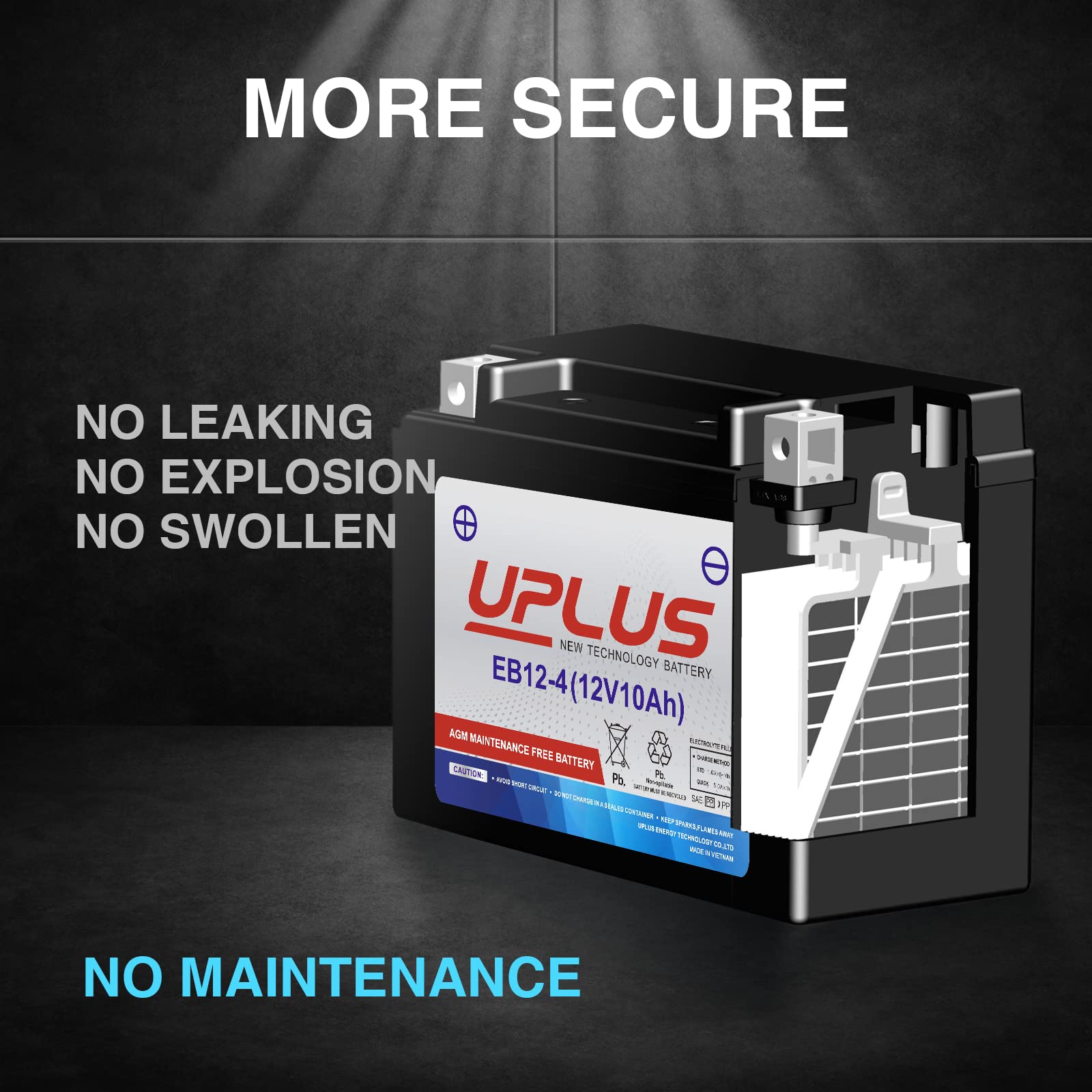 Motorcycle Battery Ytx12-Bs, Uplus Eb12-4 Powersports Batteries High Performance, Agm Maintenance Free Battery For Bike Atv Scoo