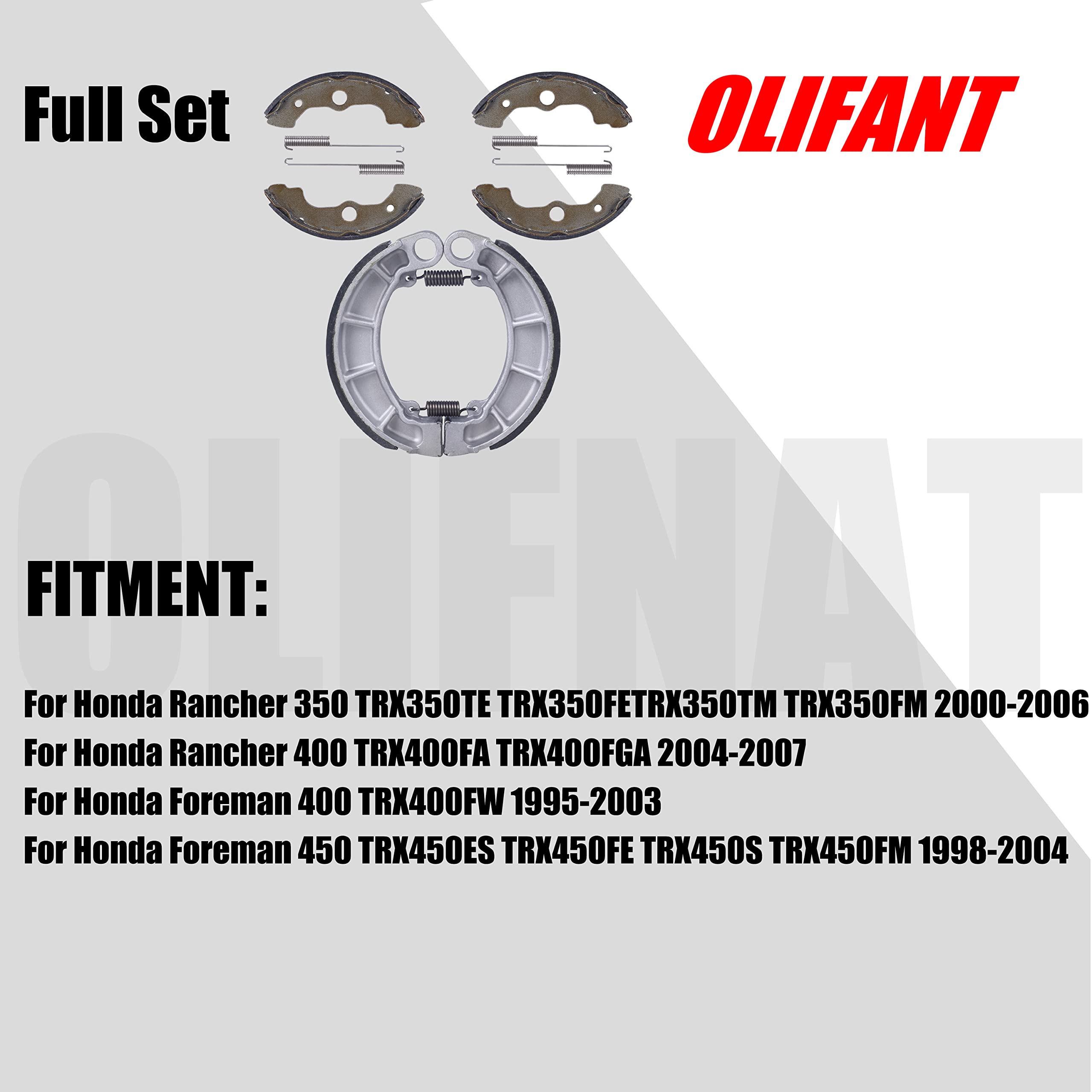 Front & Rear Brake Shoes for Honda Rancher 350 2000-2006/ Honda Rancher 400 2004-2007/Honda Foreman 400 1995-2003/Honda Foreman