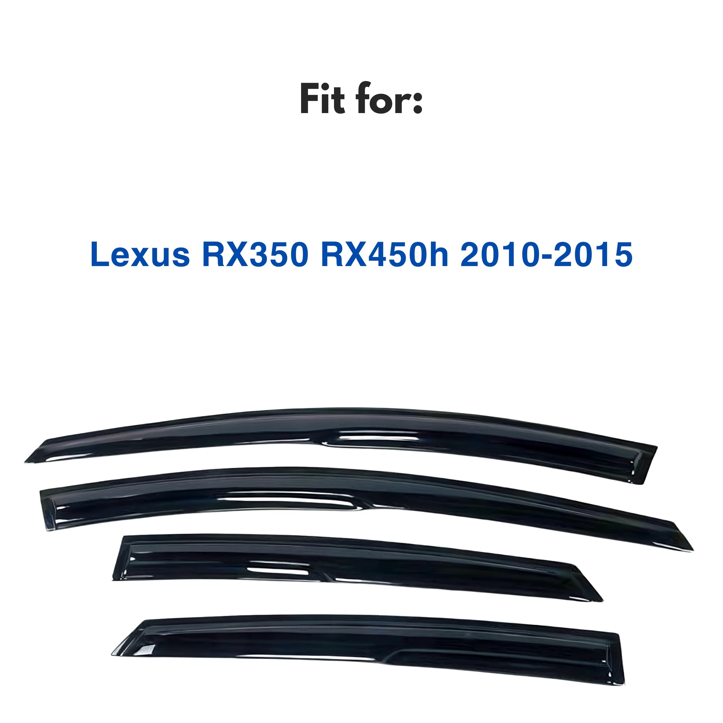 Immortal Group IG Window Visor for Lexus RX350/RX450h (2010-2015) - Black Acrylic Rain Guard Deflector, 4PC Mugen Style