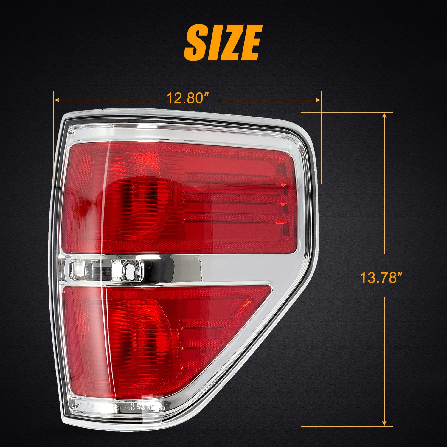 Ransoto F150 Right Tail Light Compatible With Ford F-150 2009 2010 2011 2012 2013 2014 Chrome Trim Passenger Side