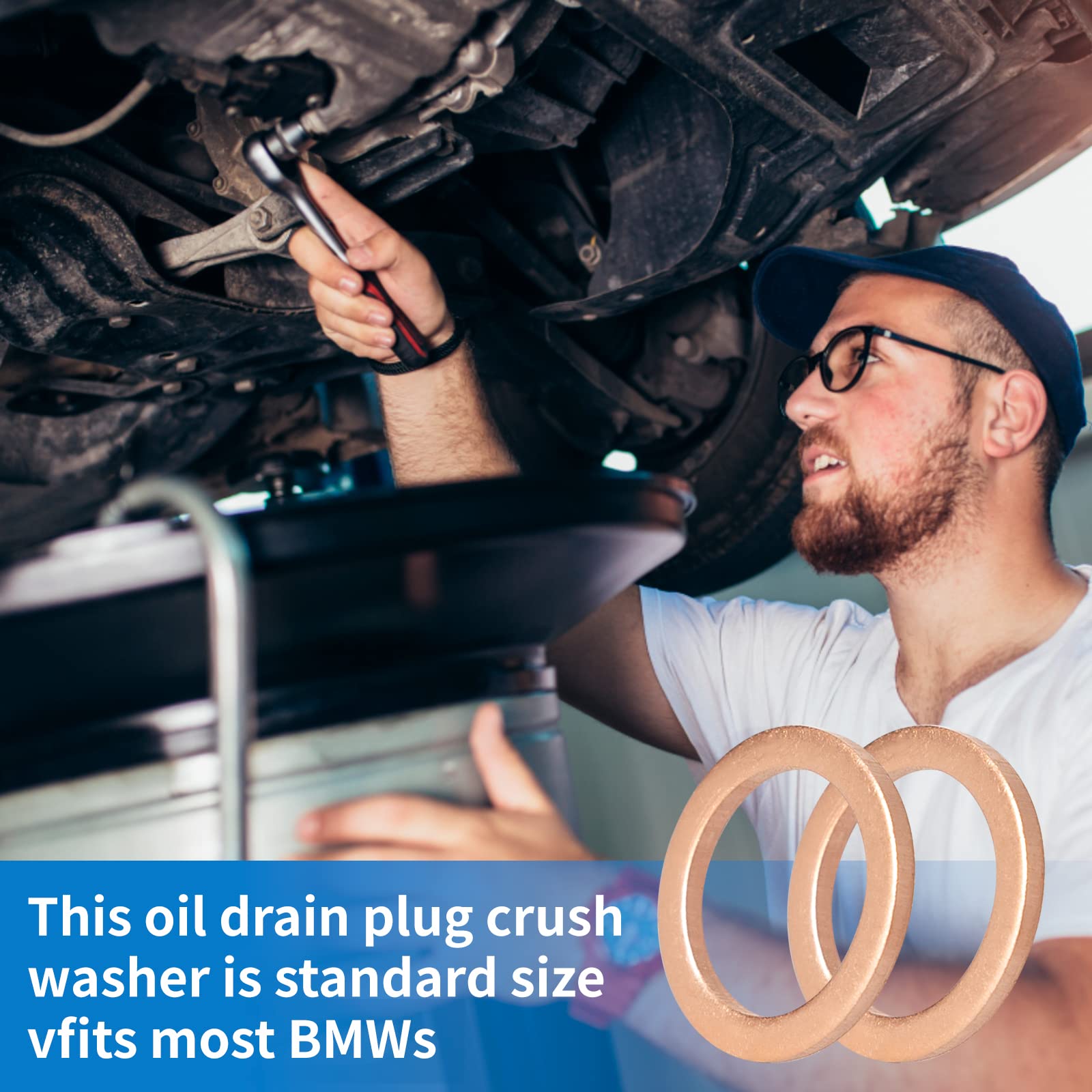 M12 Copper Oil Drain Plug Crush Washer Gasket Fits For Bmw, M12 X 17 X 1.5, 10 Pack