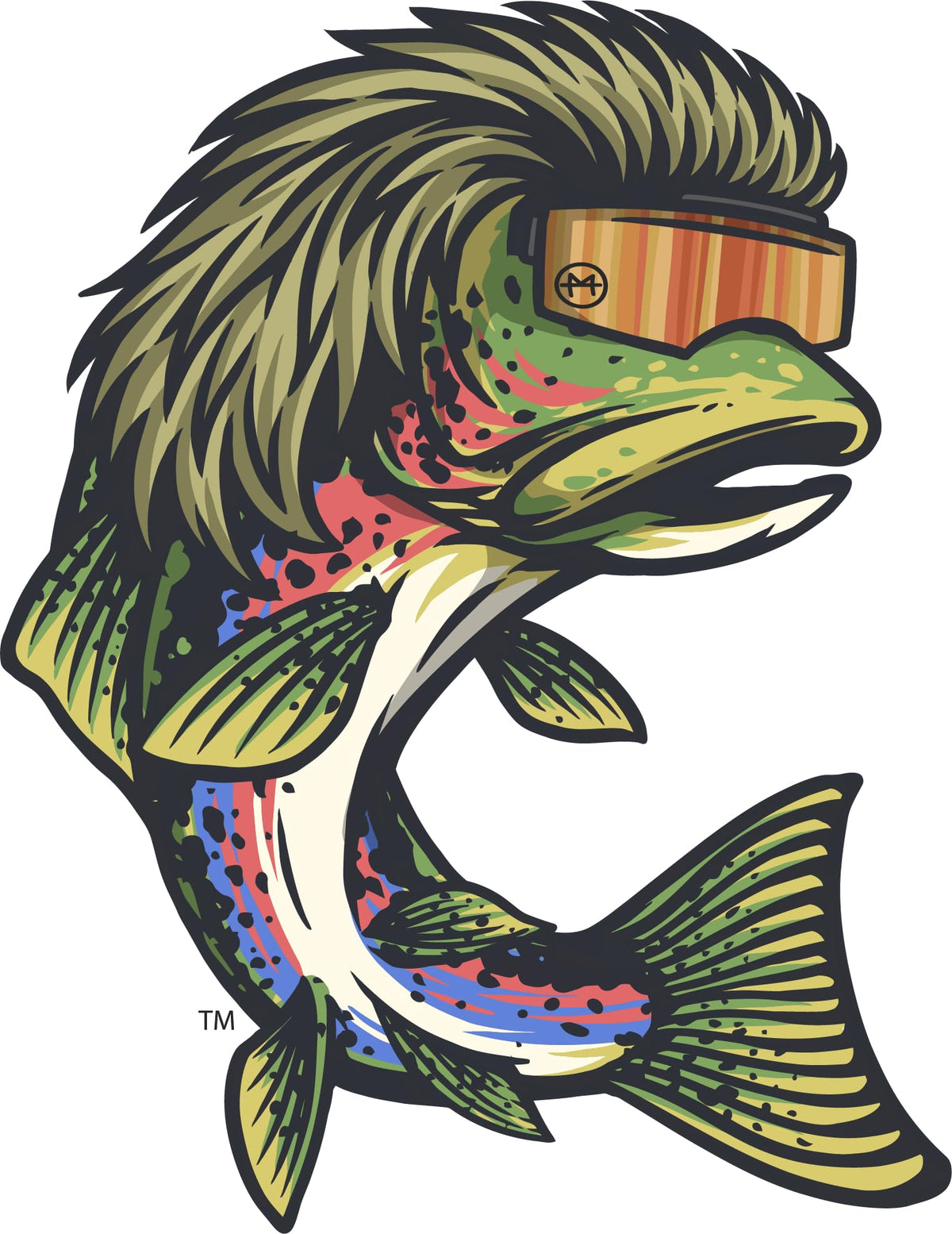 Sticky Dude Trout Mullet Sticker Fishing Sticker, 5 Inches - Yeti Cup Vinyl Waterproof Decal Car Laptop Wall Window Bumper Stick