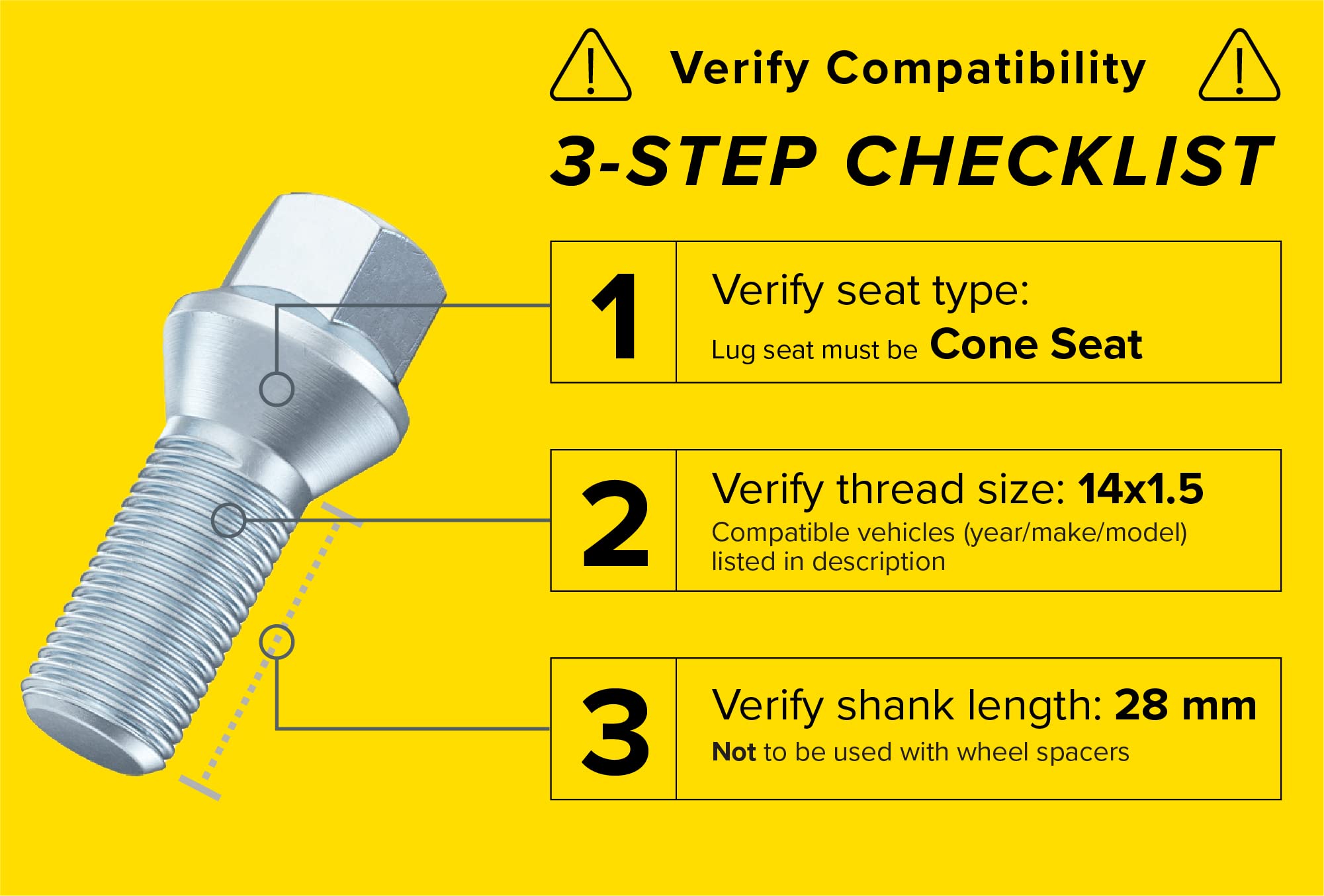 20pcs OEM Length Silver Lug Bolts 14x1.5 (28mm Shank Length, Cone Conical Seat) Compatible with Audi TT A3 A4 S4 A5 S5 A6 S6 A7