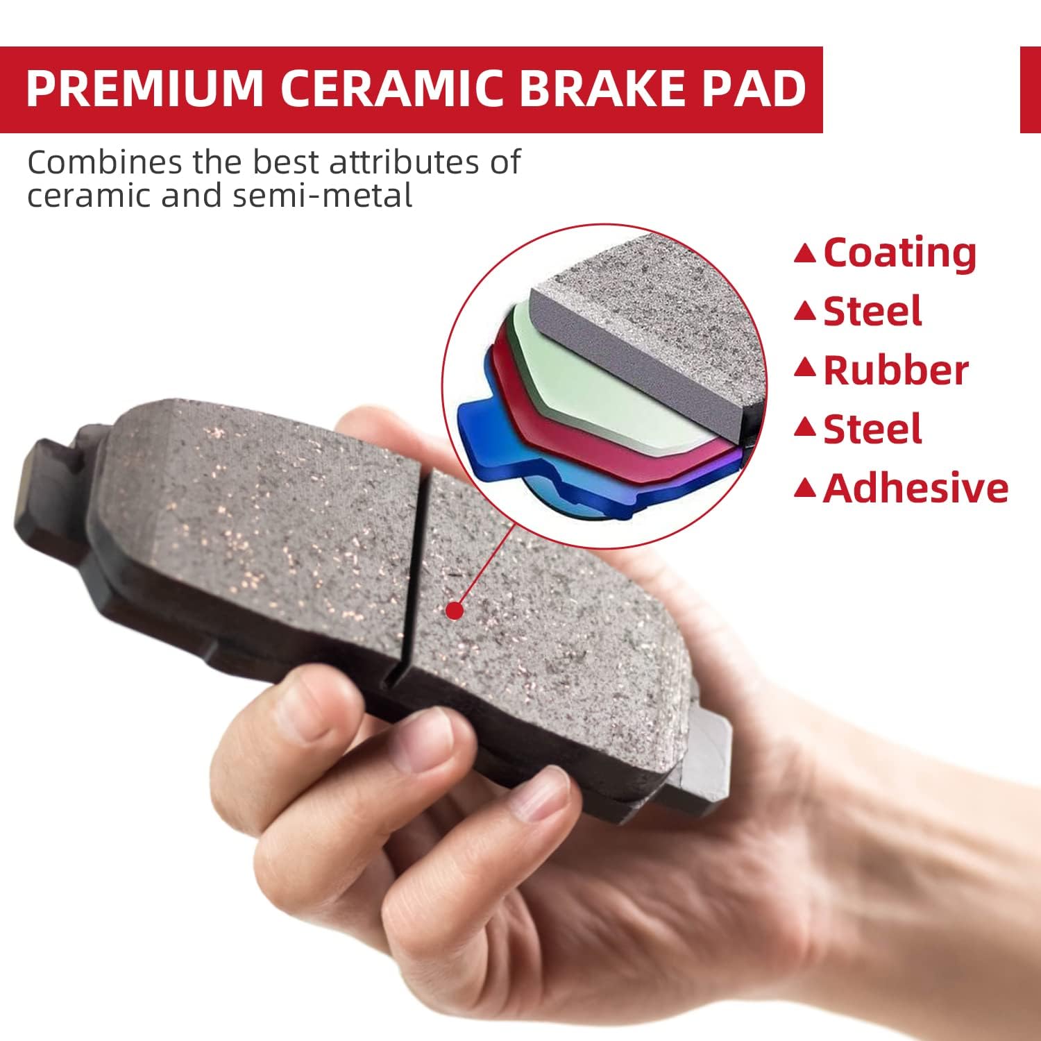 EXPPOWER Replacement for Front Carbon Fiber Ceramic Brake Pads For Acura ILX 2013-2015,For Honda Civic 2012-2015,For Honda For A