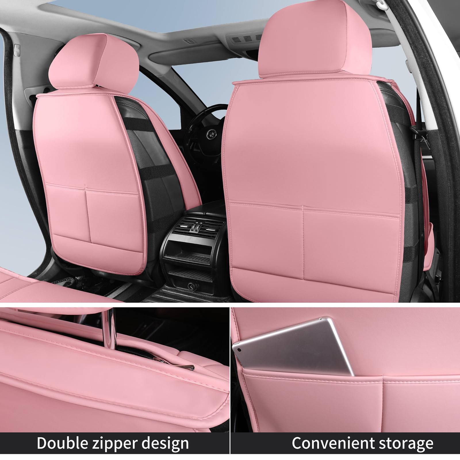 Hchengkikz Car Seat Covers Full Set,Breathable Faux Leather Seat Covers For Cars,Waterproof Automotive Seat Covers Cushion For M